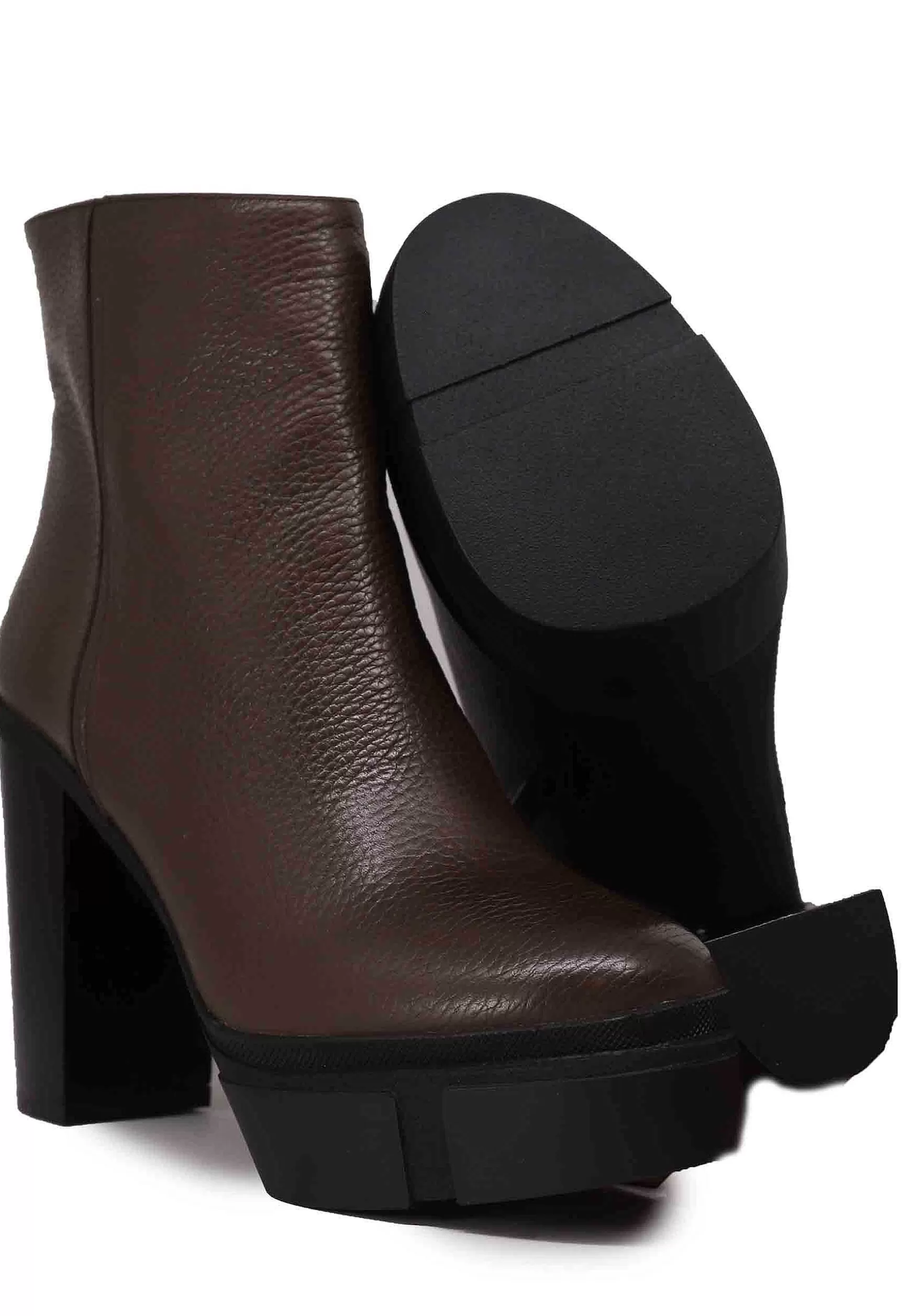 Stivaletti Donna In Pelle Testa Di Moro Con Tacco Alto E Plateau*Tattoo Flash Sale