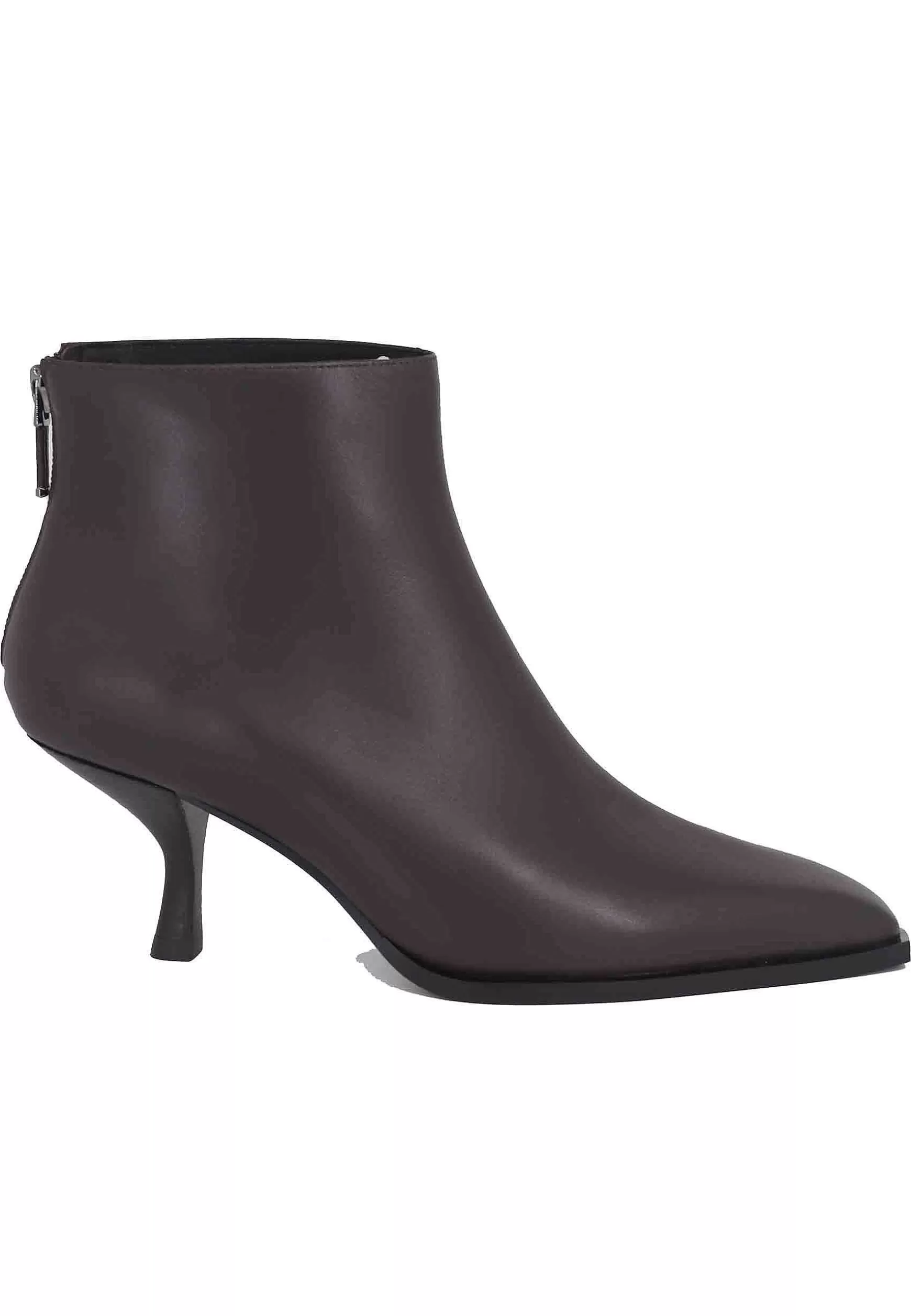 Stivaletti Donna In Pelle Testa Di Moro Con Zip Posteriore E Punta A Punta Senas*Lola Cruz New