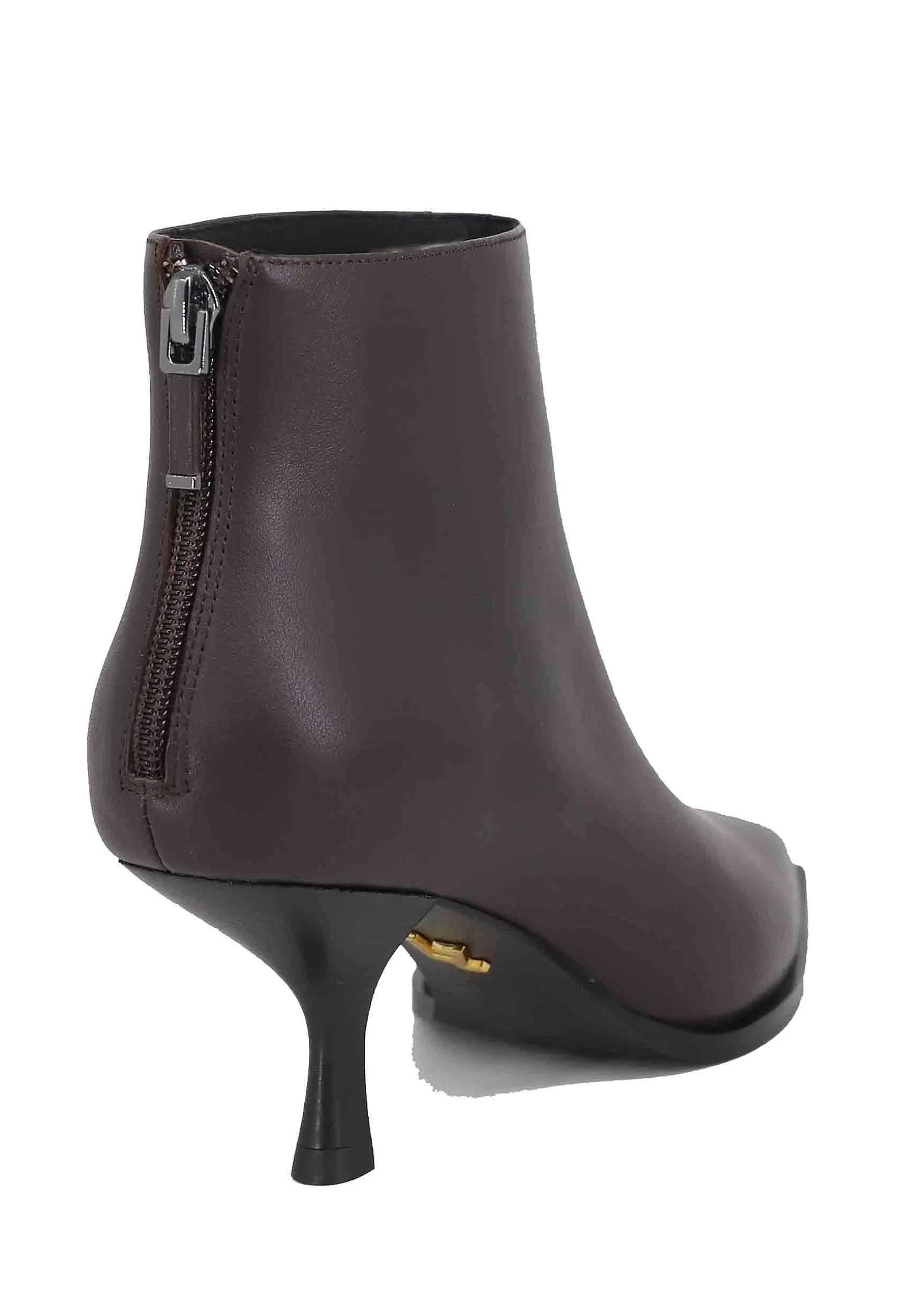 Stivaletti Donna In Pelle Testa Di Moro Con Zip Posteriore E Punta A Punta Senas*Lola Cruz New