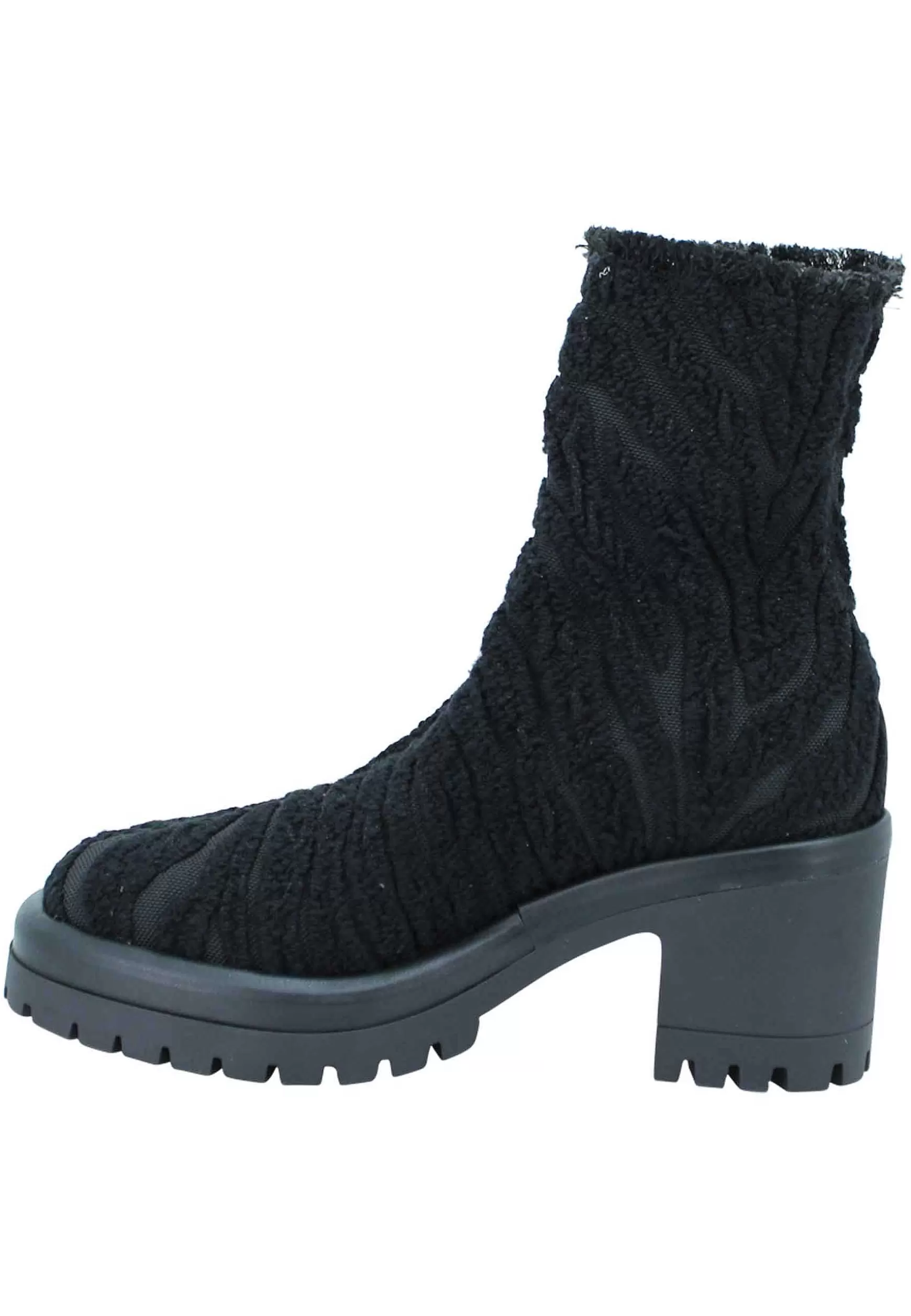 Stivaletti Donna In Tessuto Floccato Nero Tacco Alto Con Plateau*Le Babe Cheap