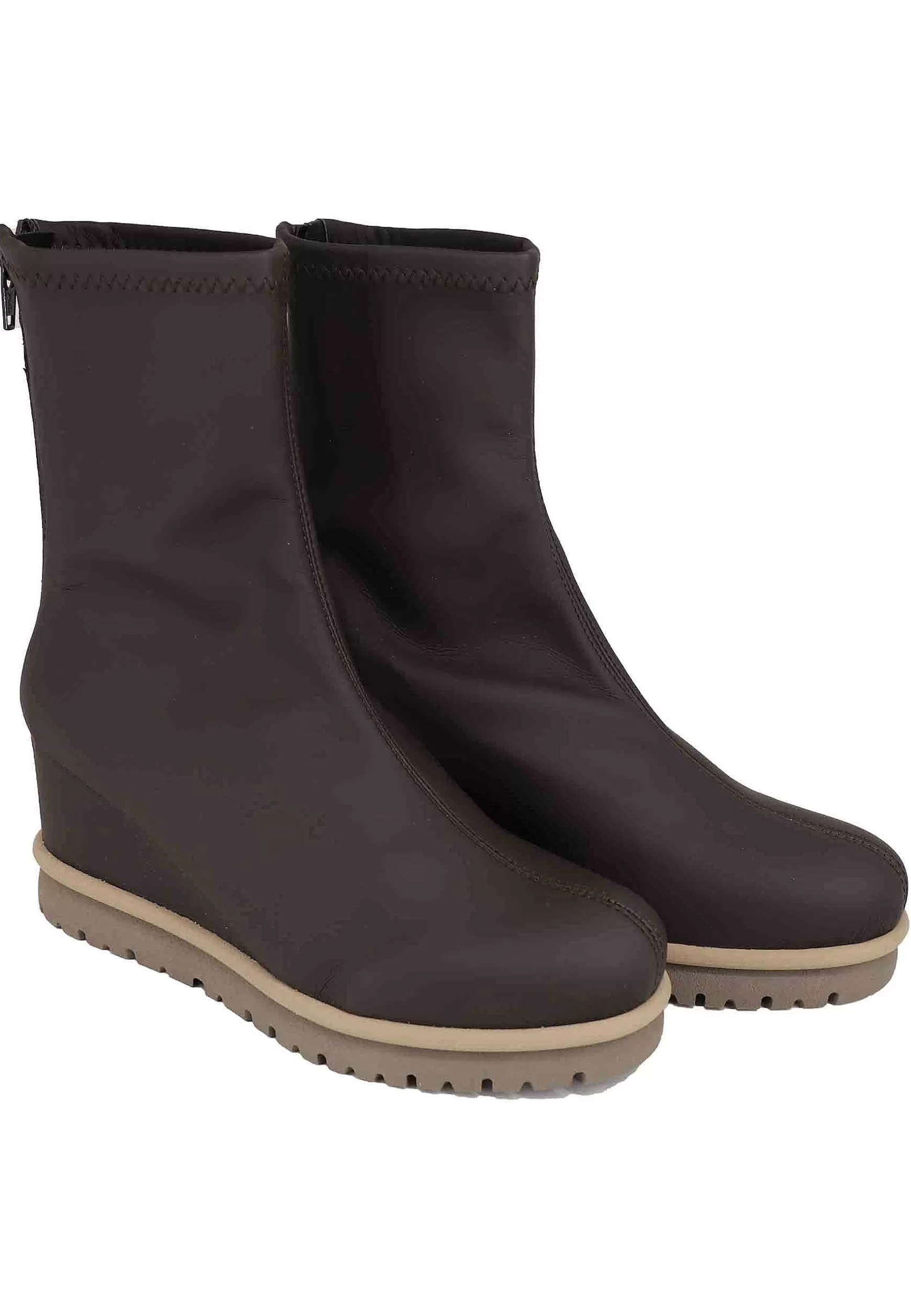 Stivaletti Donna In Tessuto Licra Marrone Con Zip Porteriore E Zeppa Interna*Patrizia Bonfanti Sale