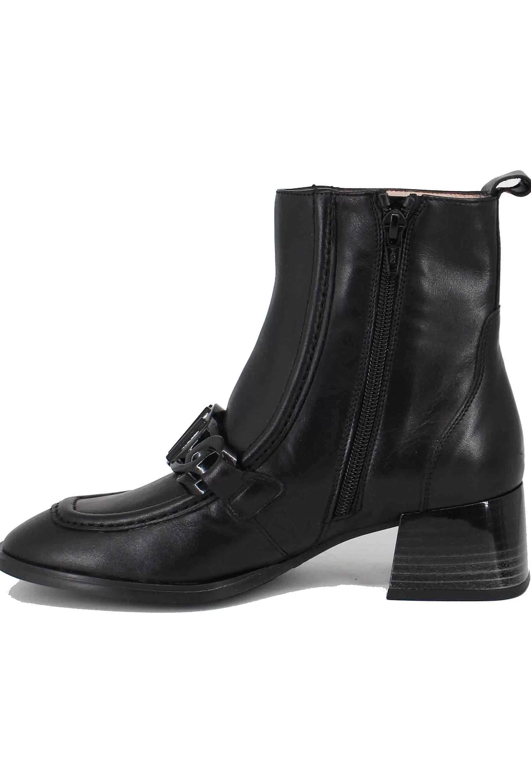 Stivaletti Donna Uomo In Pelle Nera Con Morsetto Tacco Basso*Hispanitas New