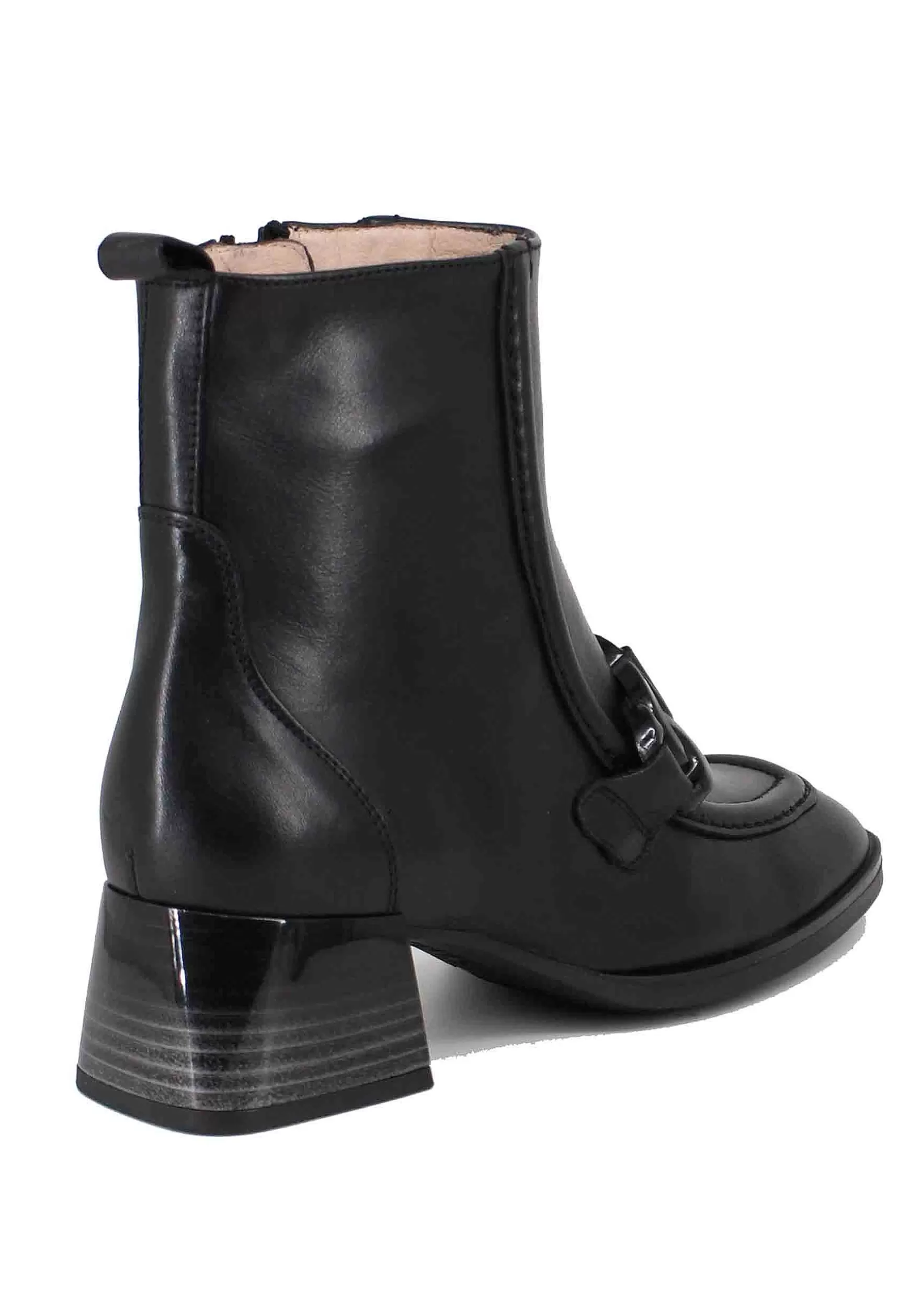 Stivaletti Donna Uomo In Pelle Nera Con Morsetto Tacco Basso*Hispanitas New