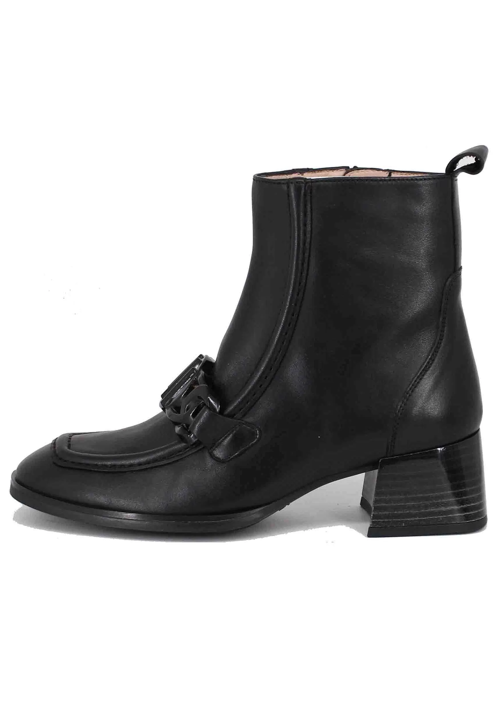 Stivaletti Donna Uomo In Pelle Nera Con Morsetto Tacco Basso*Hispanitas New
