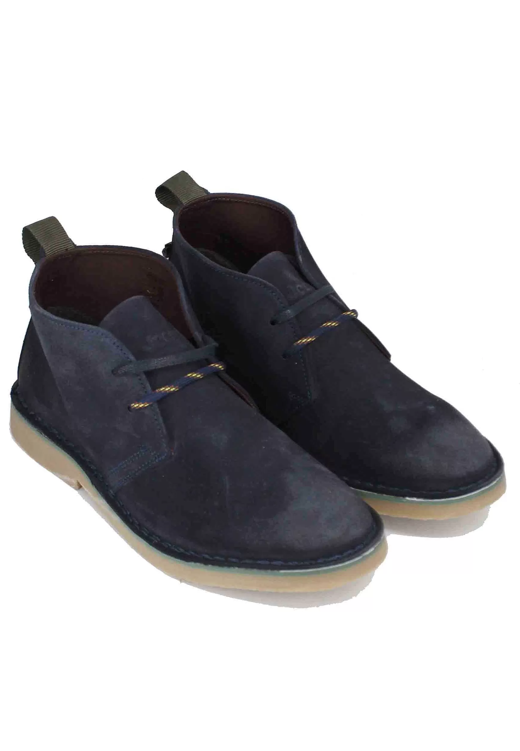 Stivaletti Polacchine Uomo Overland In Camoscio Blu Con Suola In Para*Jeep Online