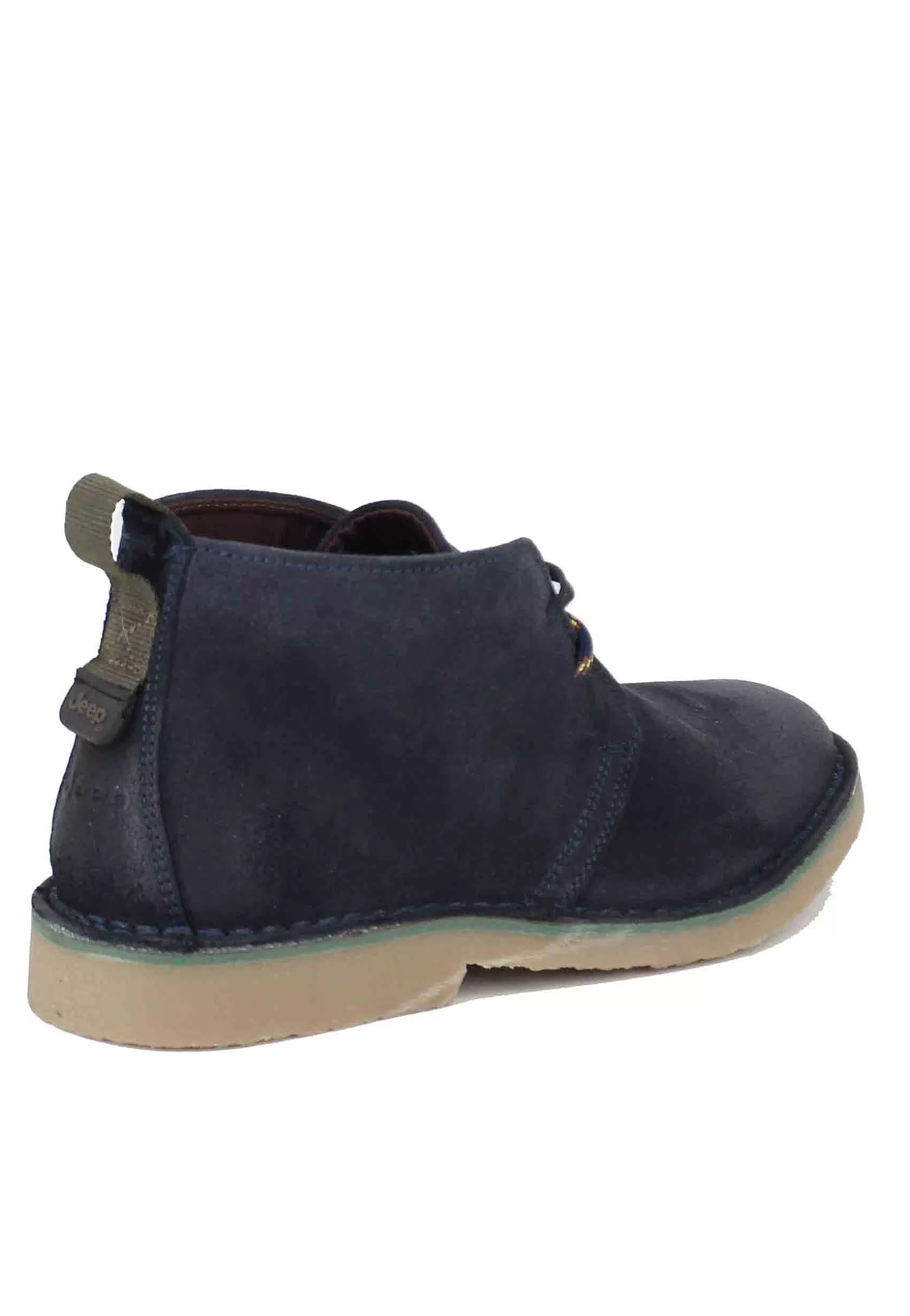 Stivaletti Polacchine Uomo Overland In Camoscio Blu Con Suola In Para*Jeep Online