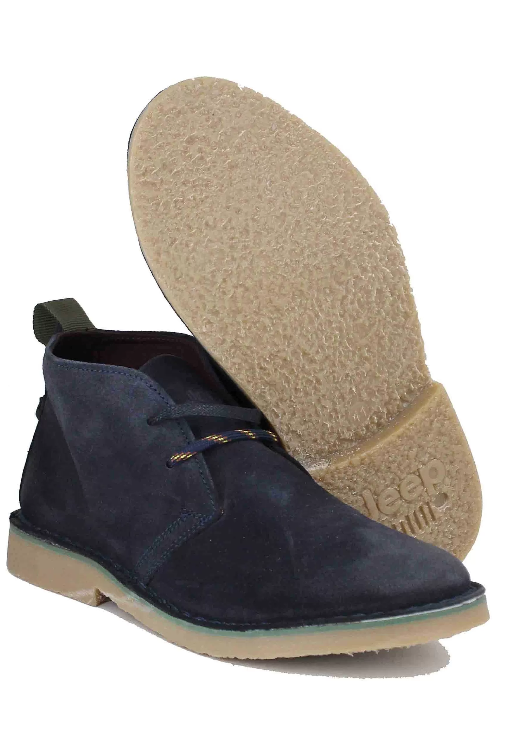 Stivaletti Polacchine Uomo Overland In Camoscio Blu Con Suola In Para*Jeep Online