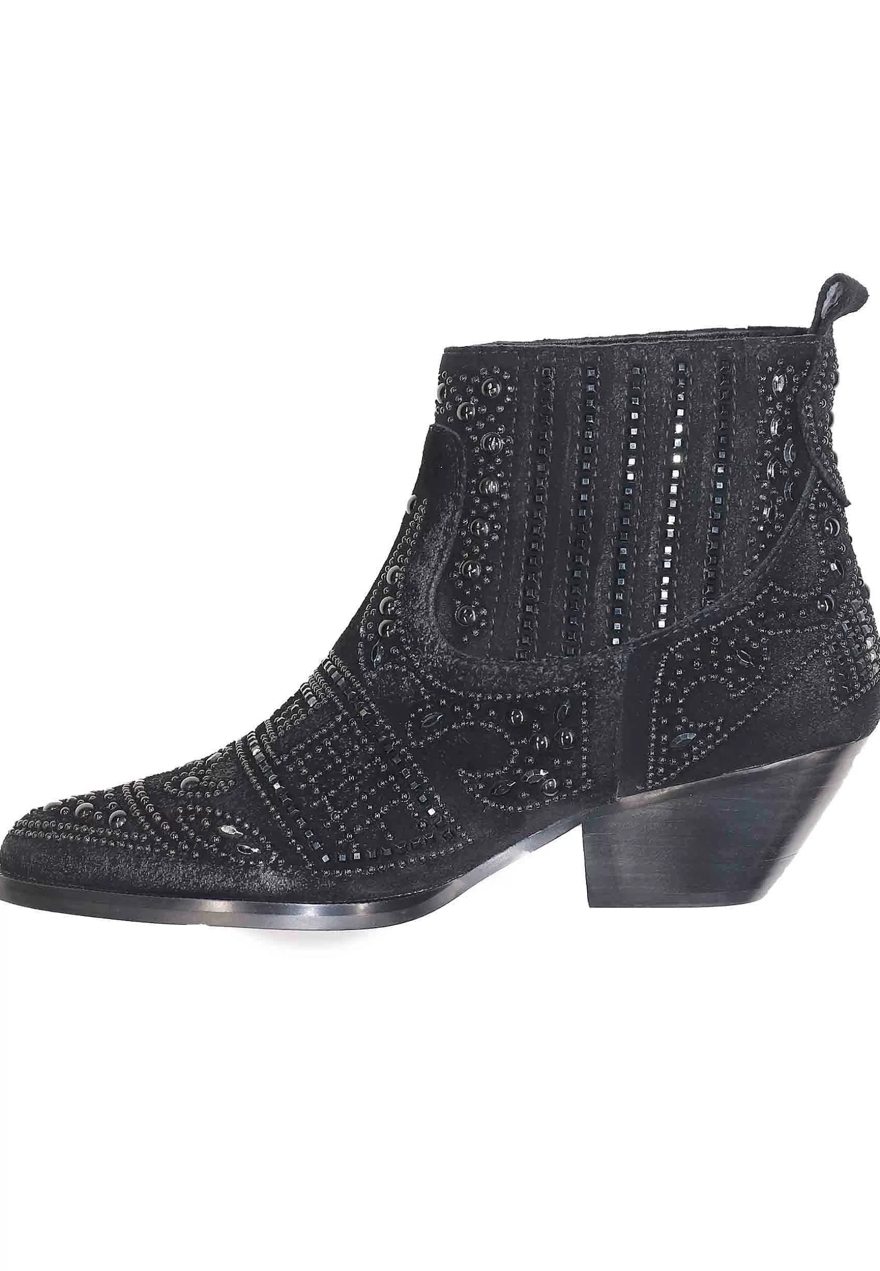 Stivaletti Texani Donna In Camoscio Nero Con Borchie E Tacco Basso Soho*Bibi Lou Best Sale