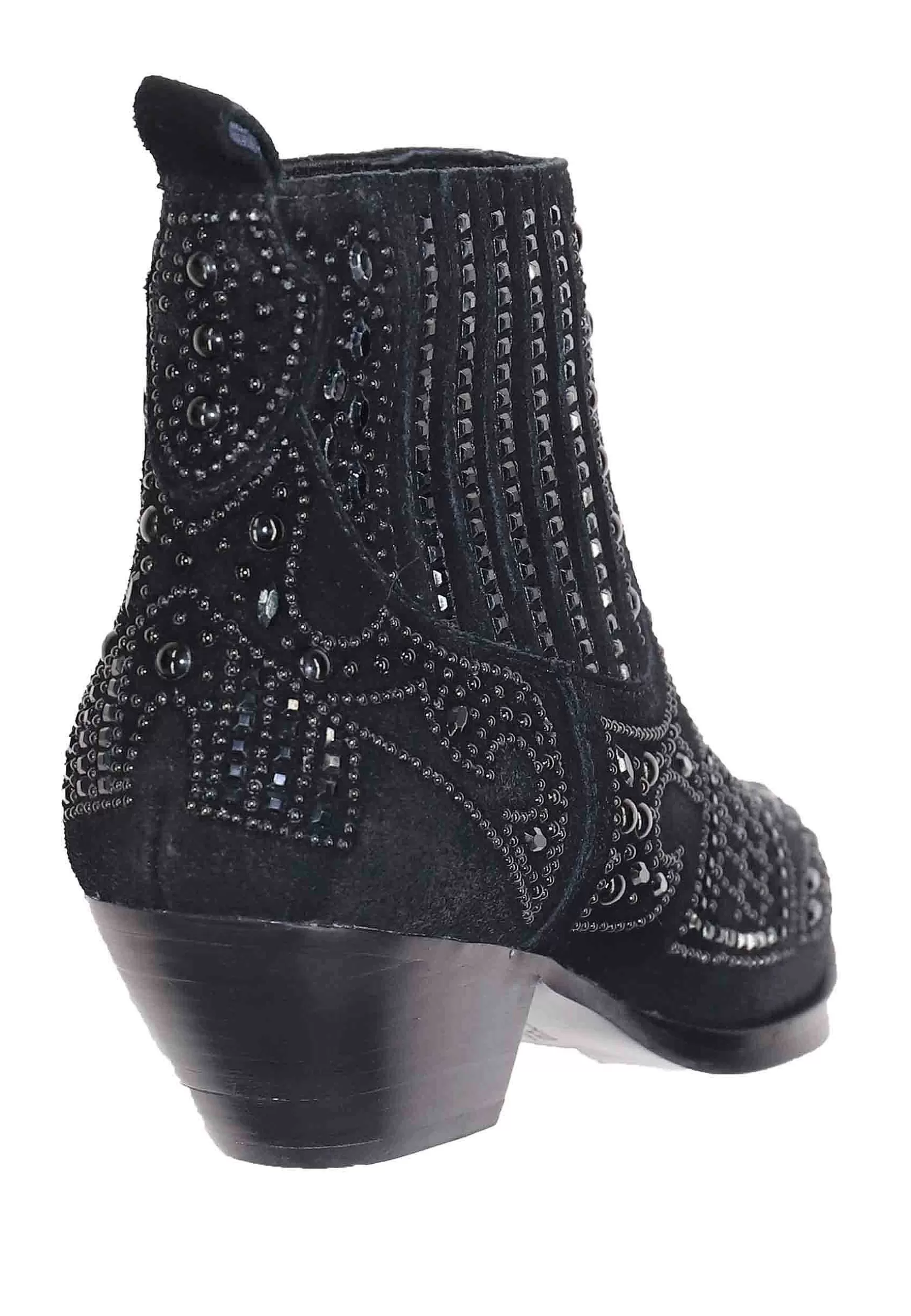 Stivaletti Texani Donna In Camoscio Nero Con Borchie E Tacco Basso Soho*Bibi Lou Best Sale