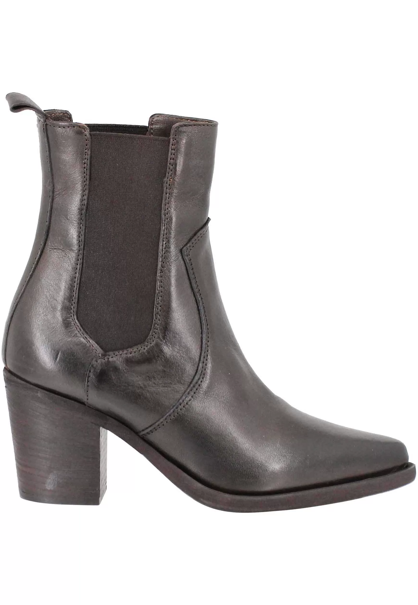 Stivaletti Texani Donna In Pelle Grigia Con Elastici Laterali E Taco Alto*Zoe Flash Sale
