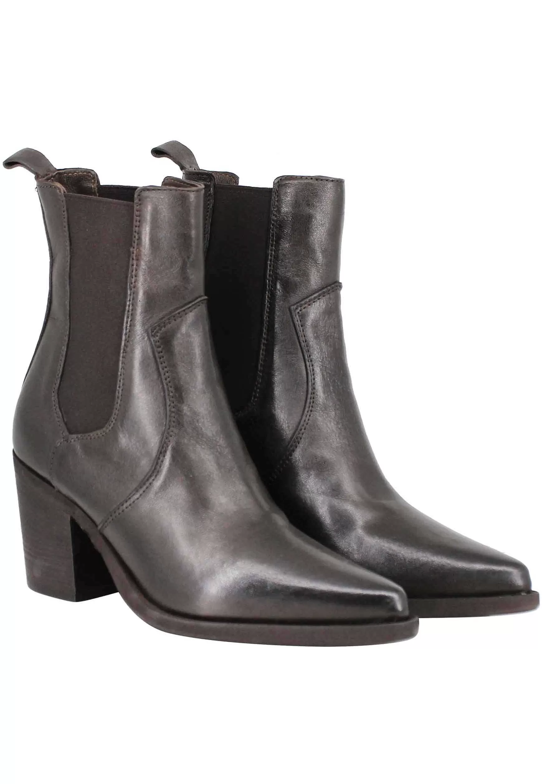 Stivaletti Texani Donna In Pelle Grigia Con Elastici Laterali E Taco Alto*Zoe Flash Sale