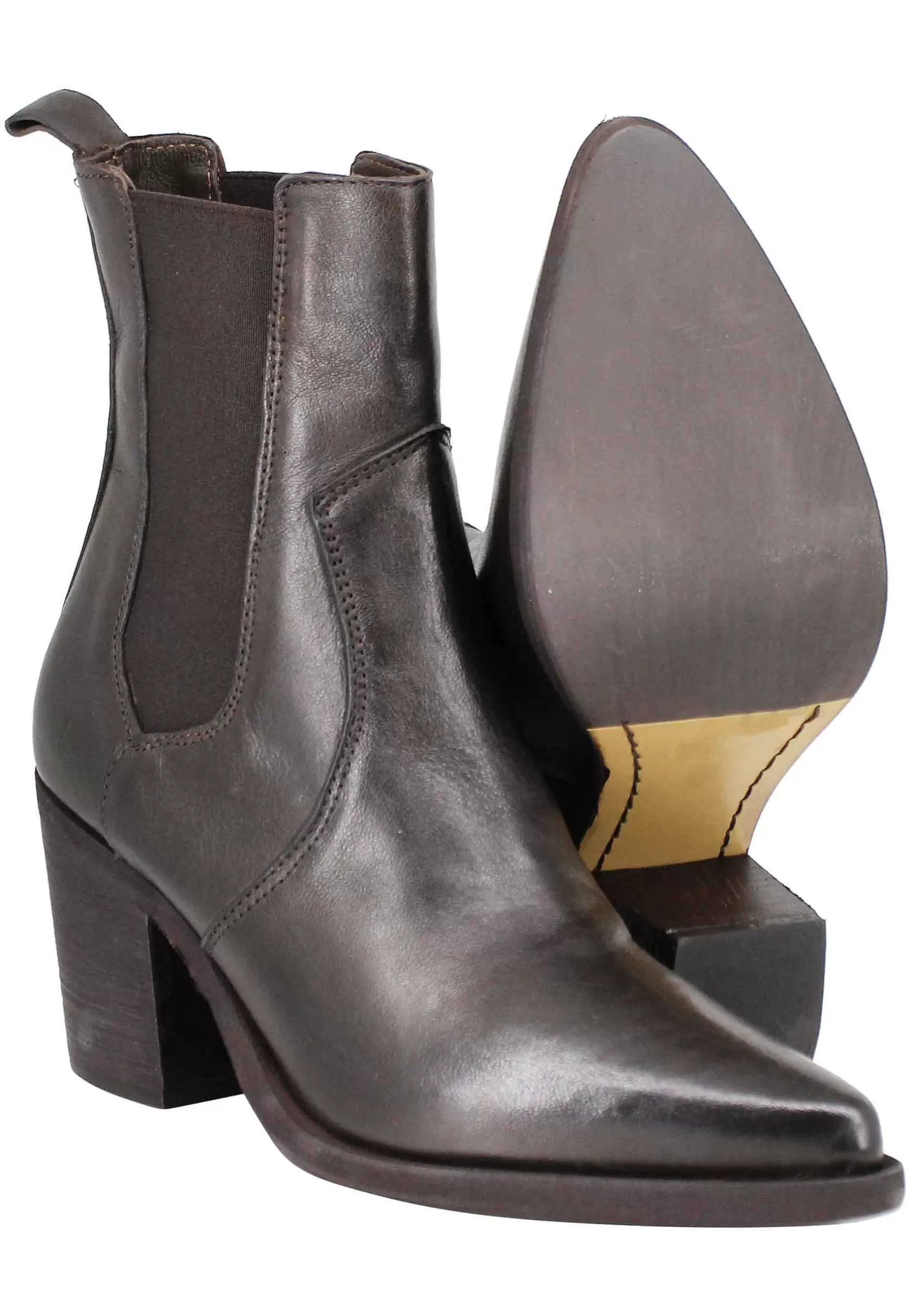 Stivaletti Texani Donna In Pelle Grigia Con Elastici Laterali E Taco Alto*Zoe Flash Sale