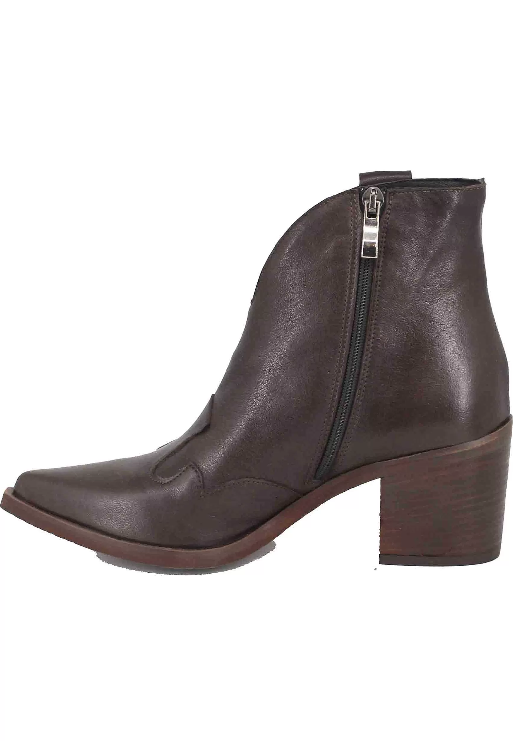 Stivaletti Texani Donna In Pelle Marrone Con Punta A Punta*Tattoo Fashion