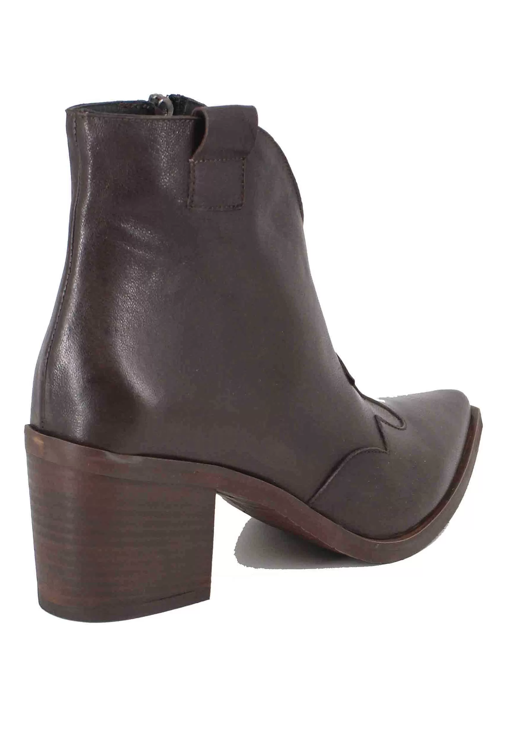 Stivaletti Texani Donna In Pelle Marrone Con Punta A Punta*Tattoo Fashion