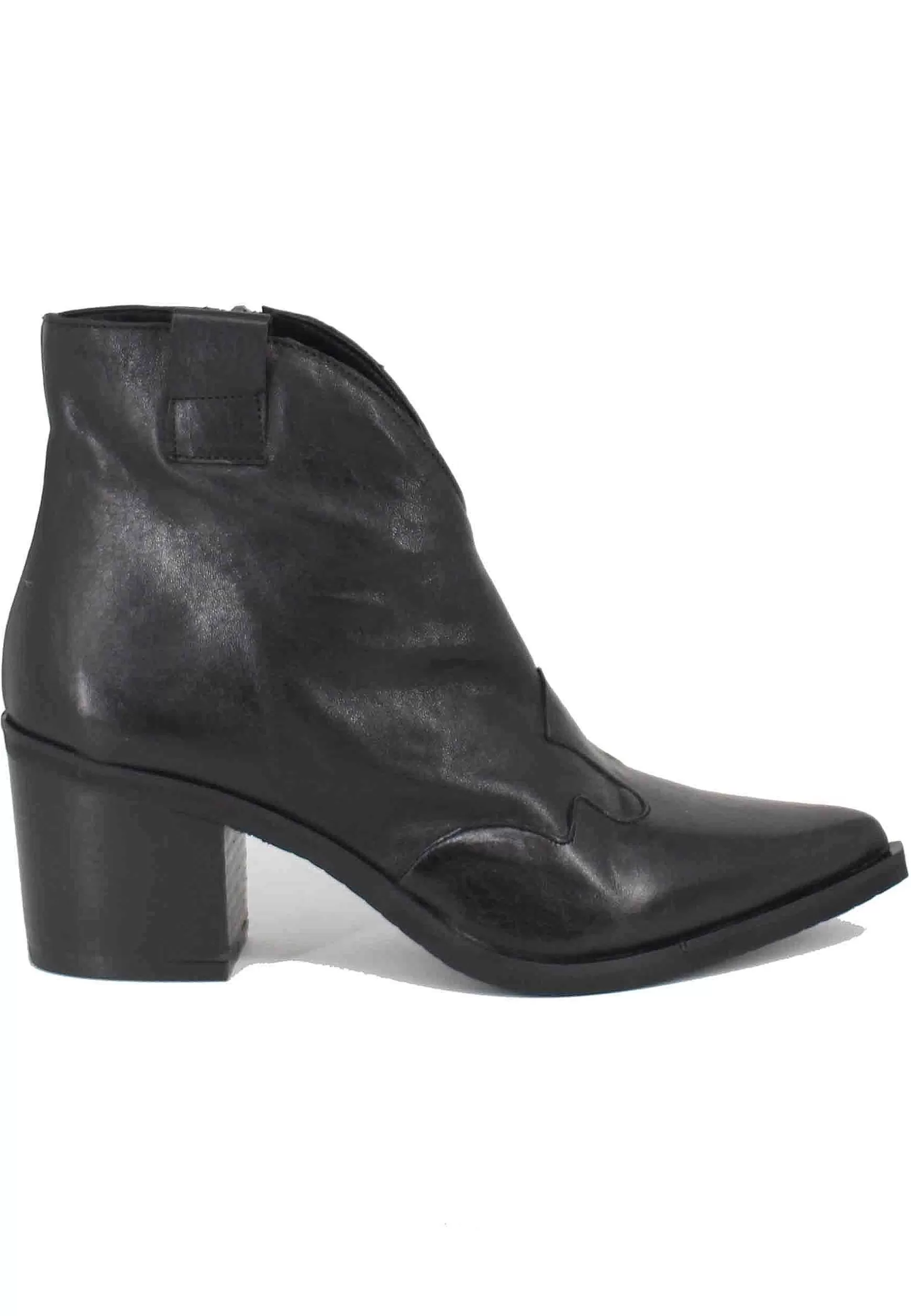 Stivaletti Texani Donna In Pelle Nera Con Punta A Punta*Tattoo Shop