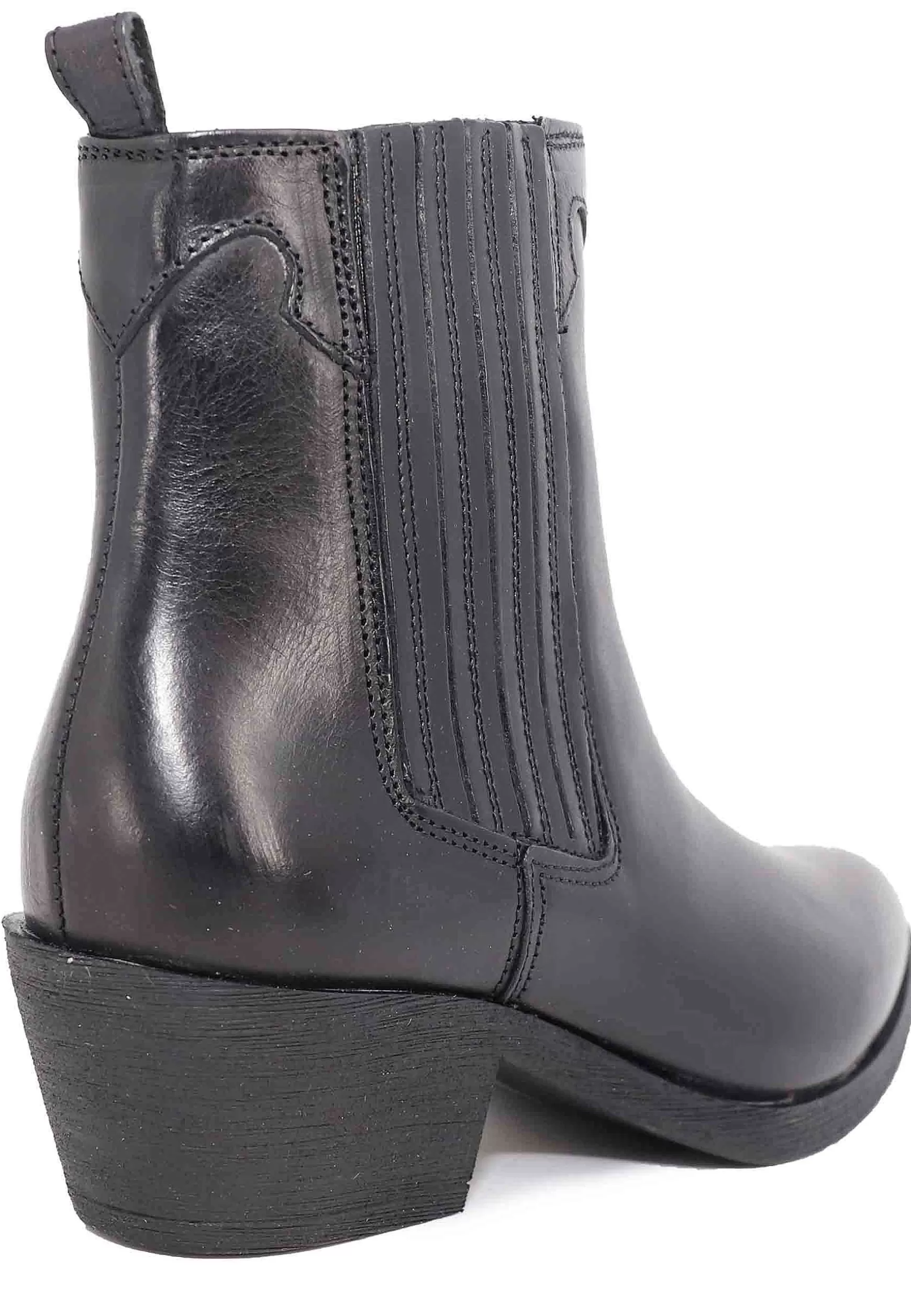 Stivaletti Texani Donna In Pelle Nera Con Tacco In Cuoio*Dei Colli Best Sale