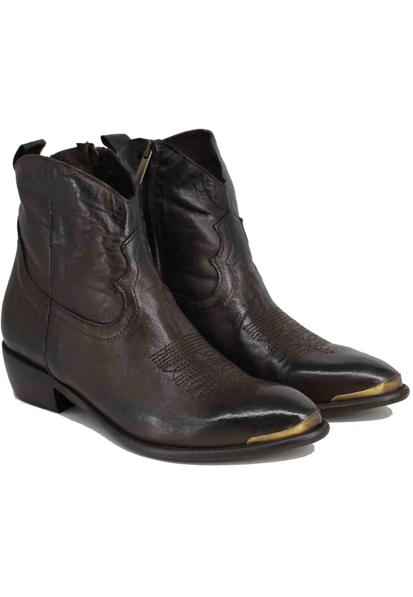 Stivaletti Texani Donna In Pelle Testa Di Moro Con Puntale*Zoe Flash Sale