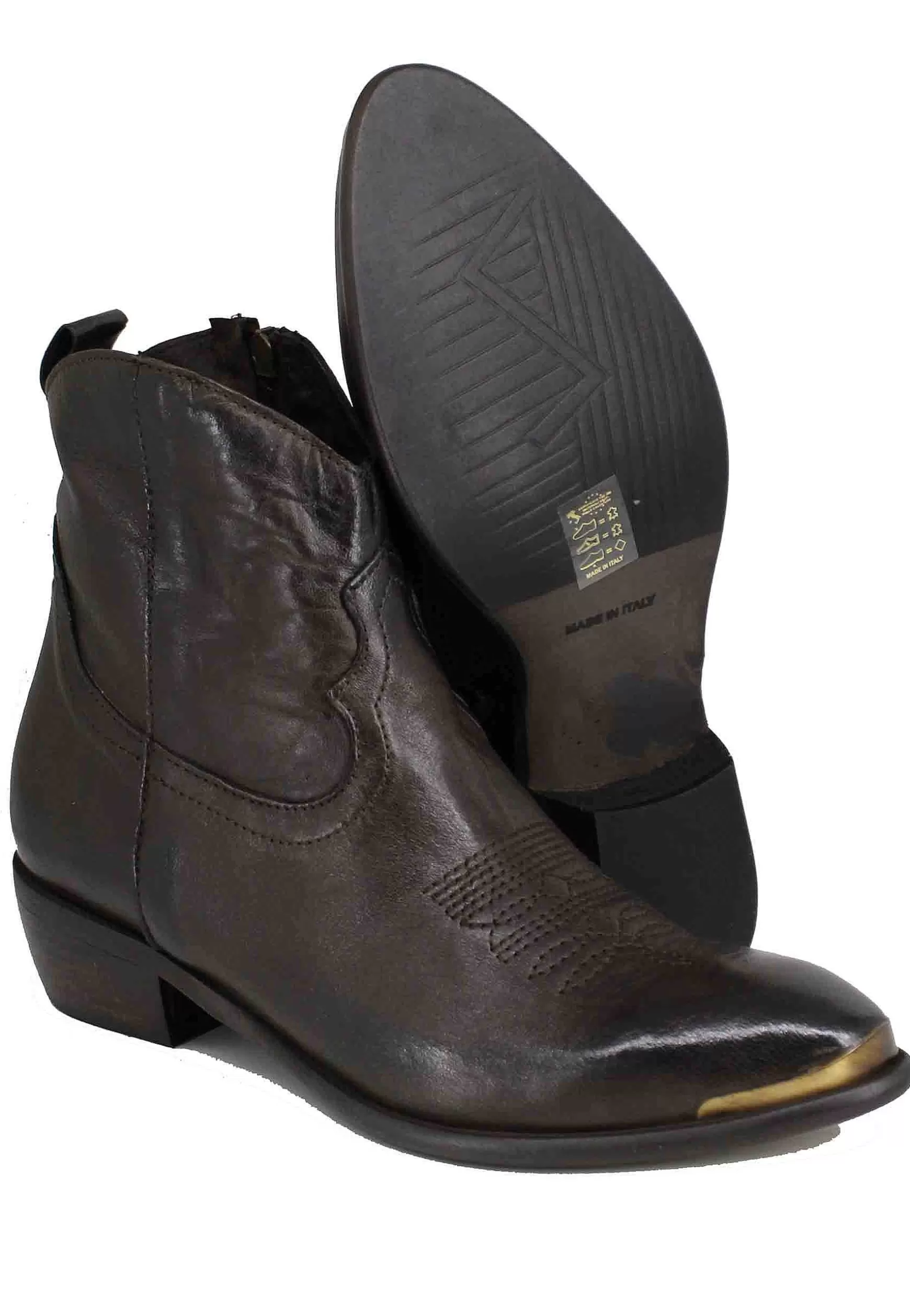 Stivaletti Texani Donna In Pelle Testa Di Moro Con Puntale*Zoe Flash Sale