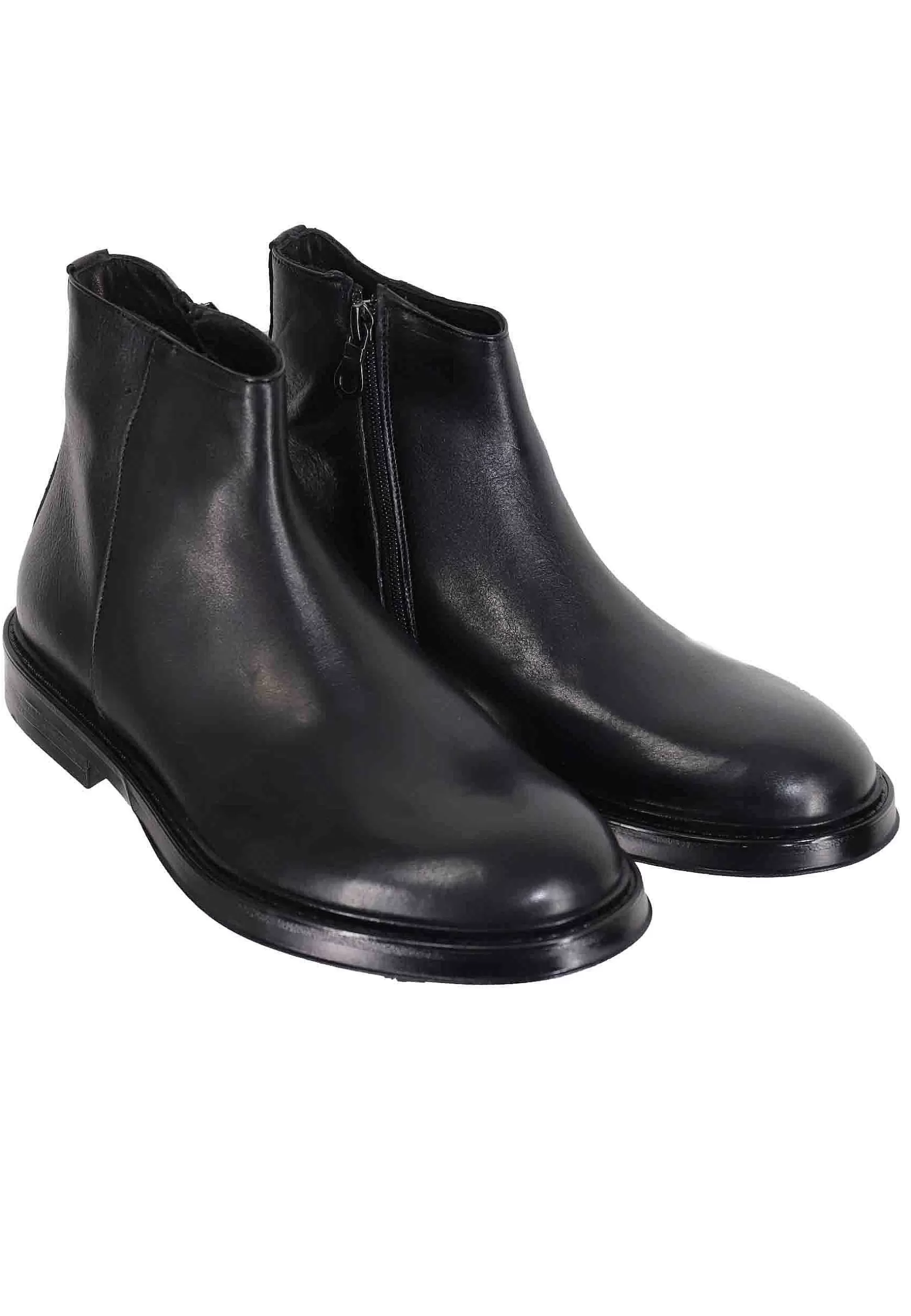 Stivaletti Uomo In Pelle Nera Con Zip Laterale E Suola In Gomma** Flash Sale