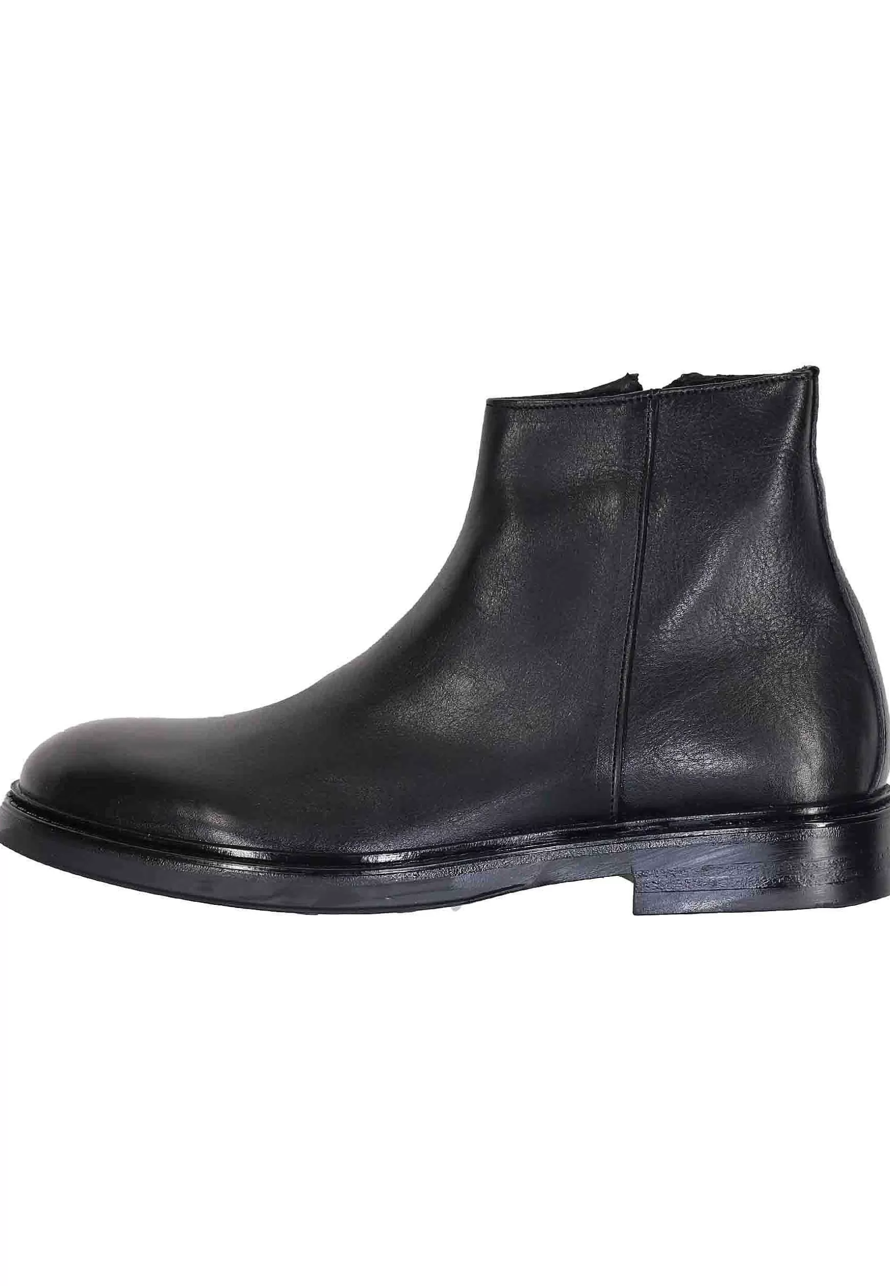 Stivaletti Uomo In Pelle Nera Con Zip Laterale E Suola In Gomma** Flash Sale