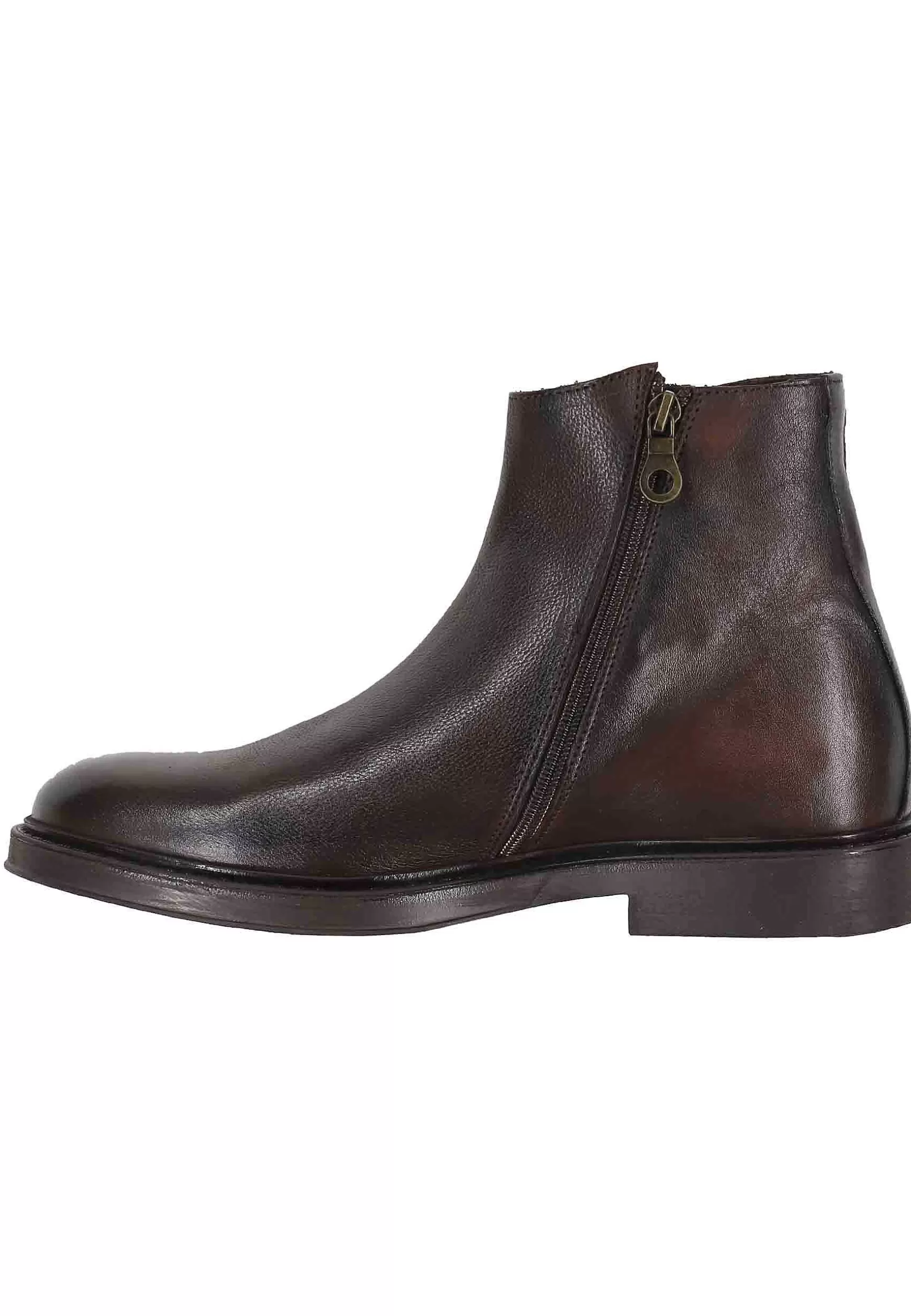 Stivaletti Uomo In Pelle Testa Di Moro Con Zip Laterale E Suola In Gomma** Best