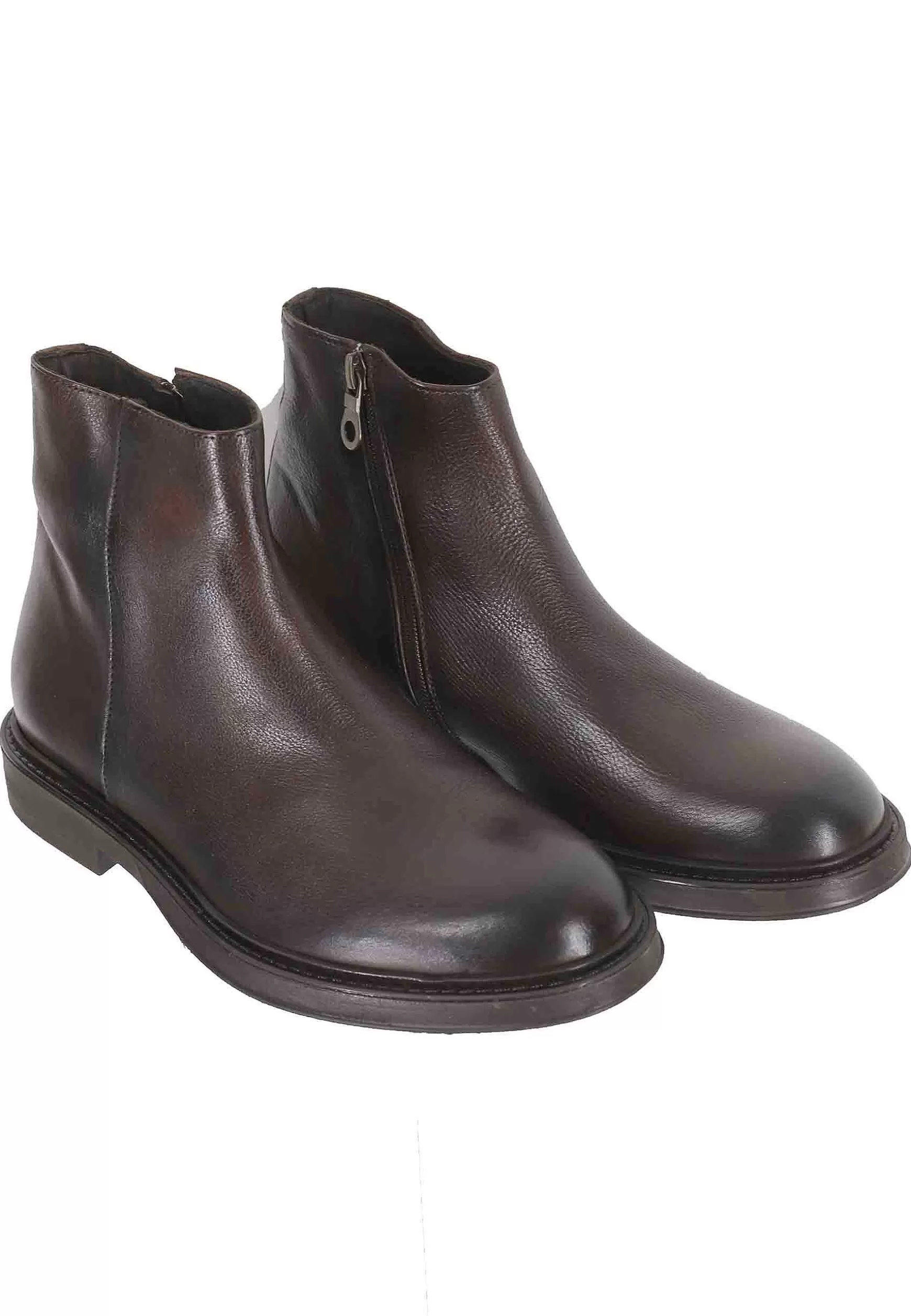 Stivaletti Uomo In Pelle Testa Di Moro Con Zip Laterale E Suola In Gomma** Best