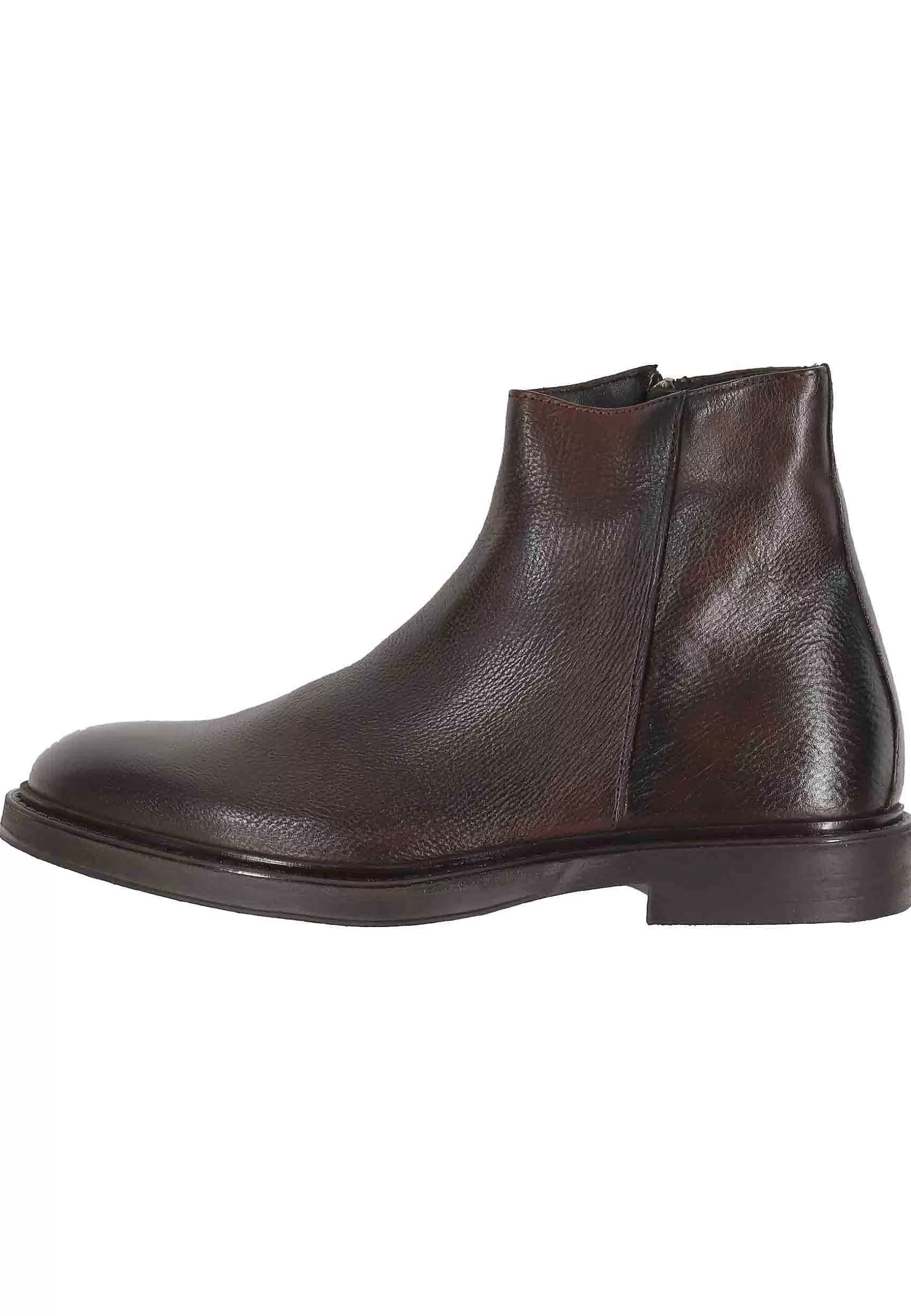 Stivaletti Uomo In Pelle Testa Di Moro Con Zip Laterale E Suola In Gomma** Best