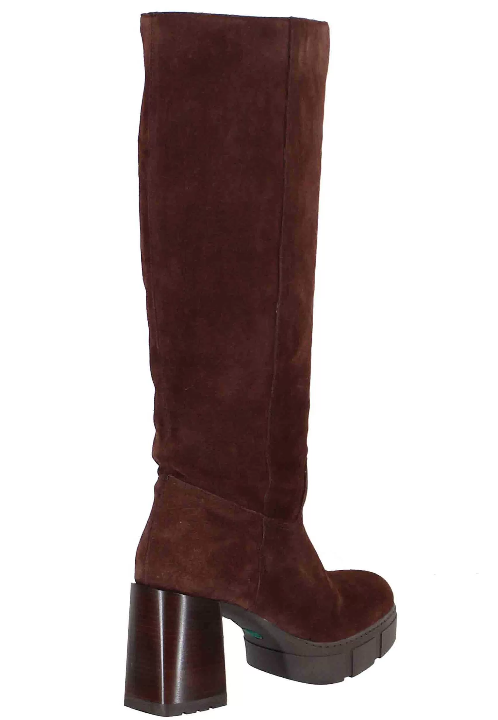 Stivali A Tubo Donna In Camoscio Marrone Con Tacco E Plateau*Unisa Store
