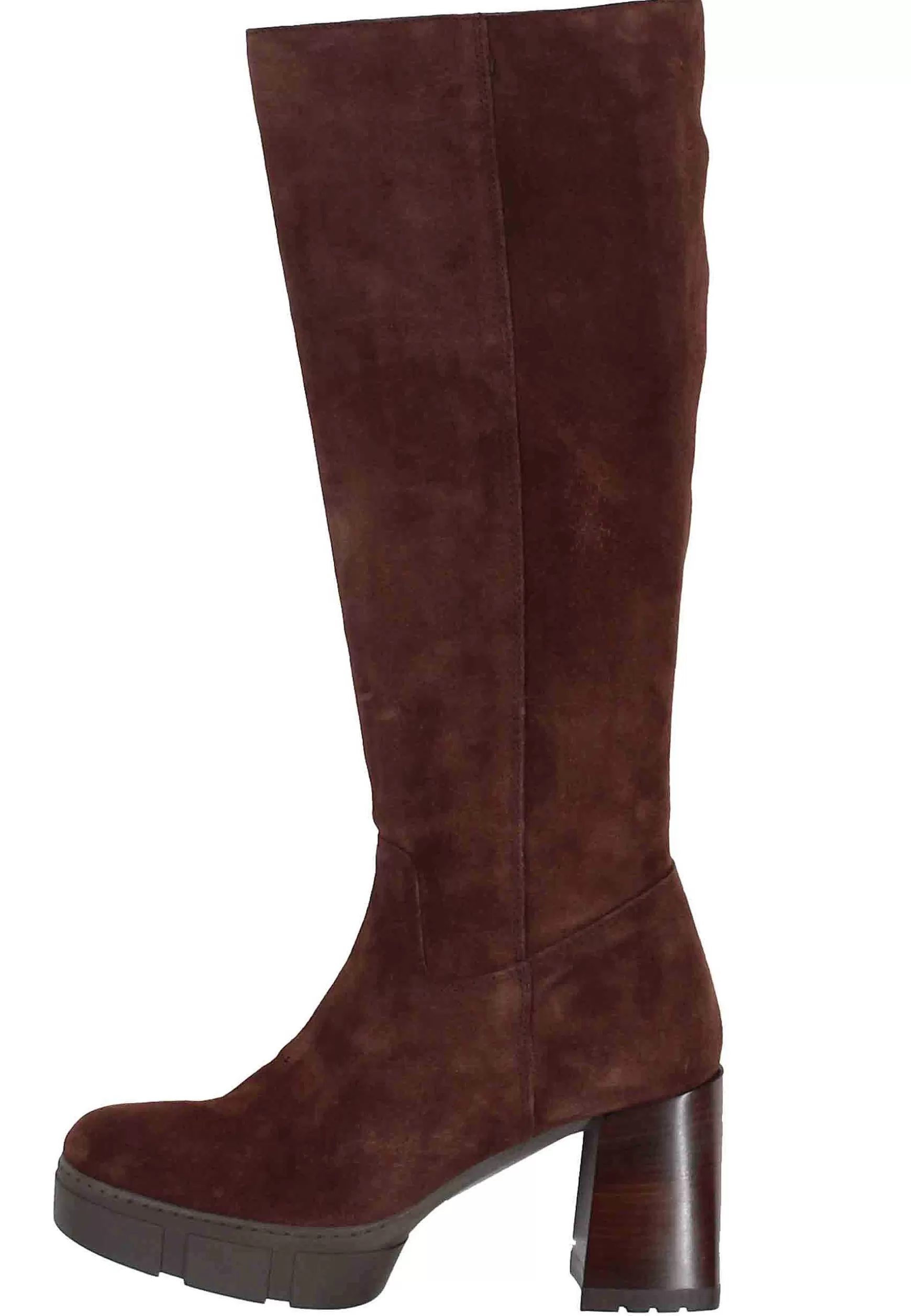 Stivali A Tubo Donna In Camoscio Marrone Con Tacco E Plateau*Unisa Store