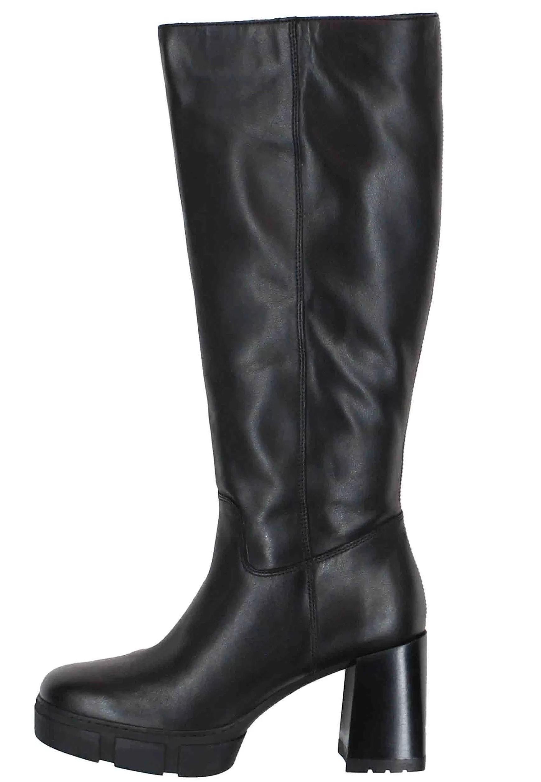 Stivali A Tubo Donna In Pelle Nera Con Tacco E Plateau*Unisa Shop