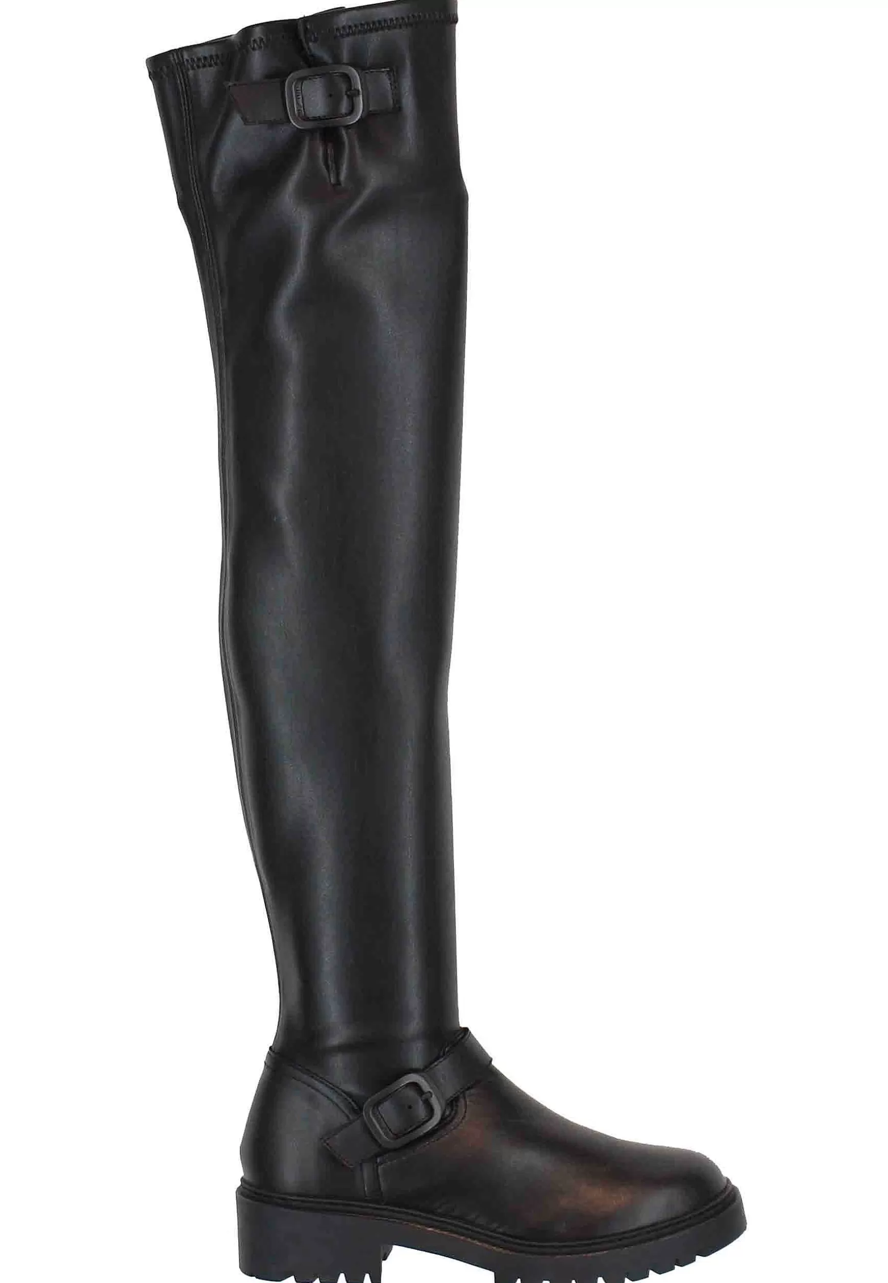 Stivali Con Gambale Alto Donna In Pelle Nera E Suola Carrarmato*Unisa Best Sale