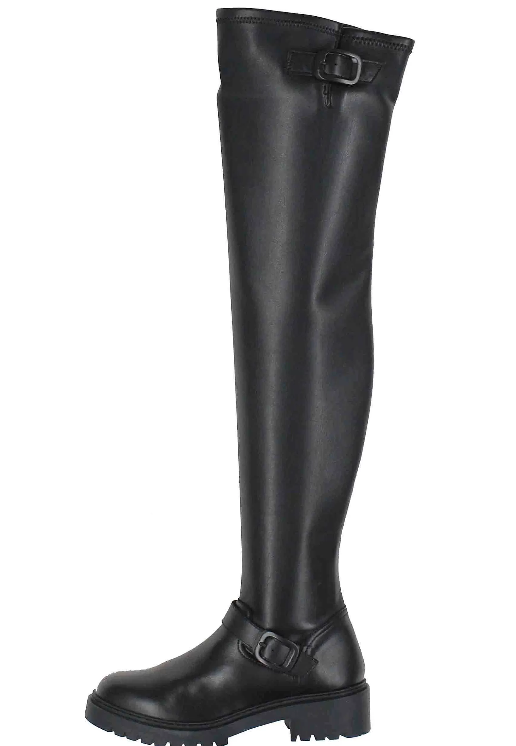 Stivali Con Gambale Alto Donna In Pelle Nera E Suola Carrarmato*Unisa Best Sale