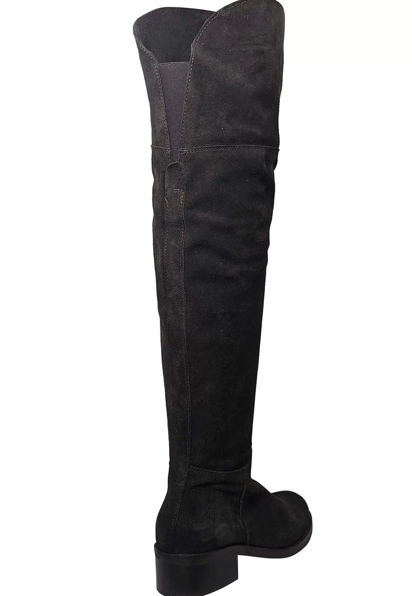 Stivali Donna In Camoscio Marrone Con Risvolto Tacco Medio In Cuoio** Clearance