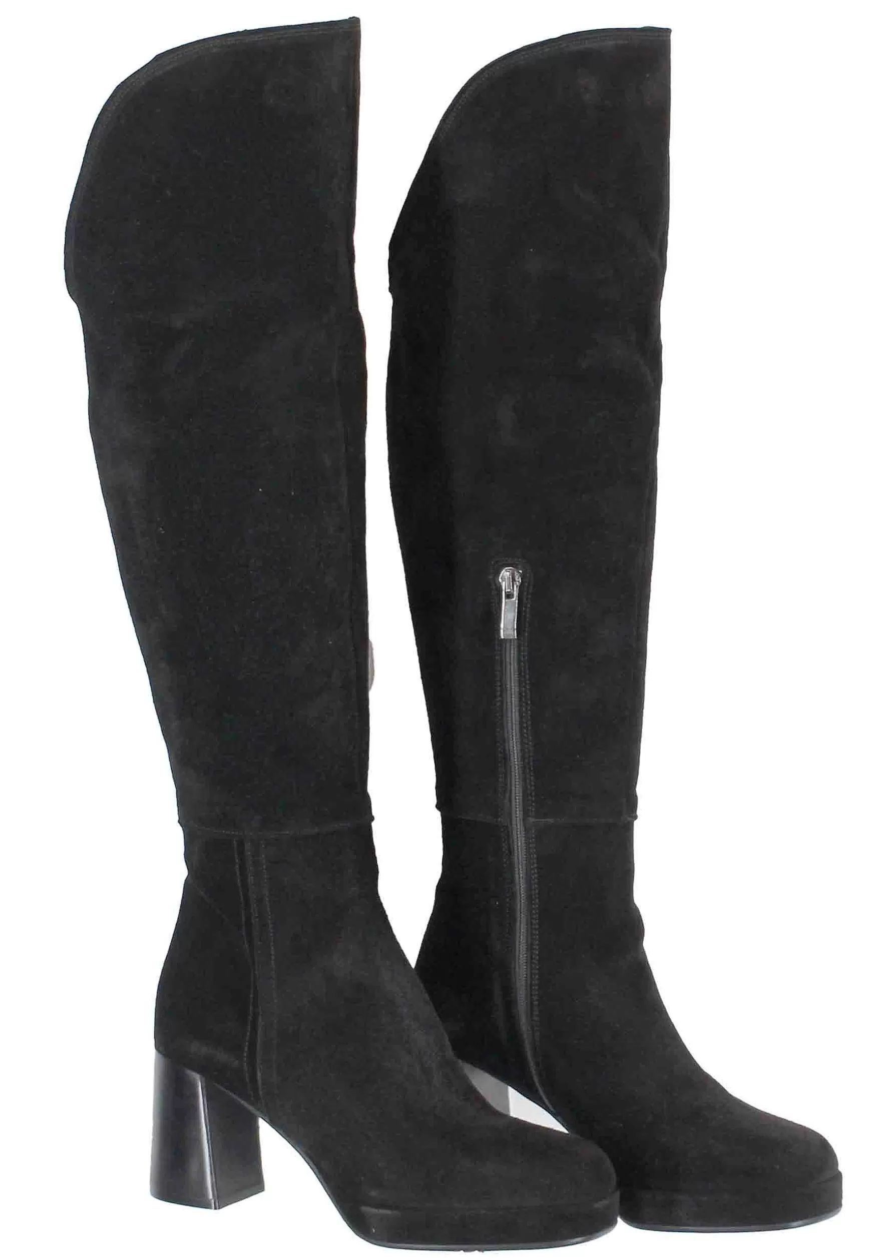 Stivali Donna In Camoscio Nero Con Ghetta E Tacco Alto*Tattoo Cheap