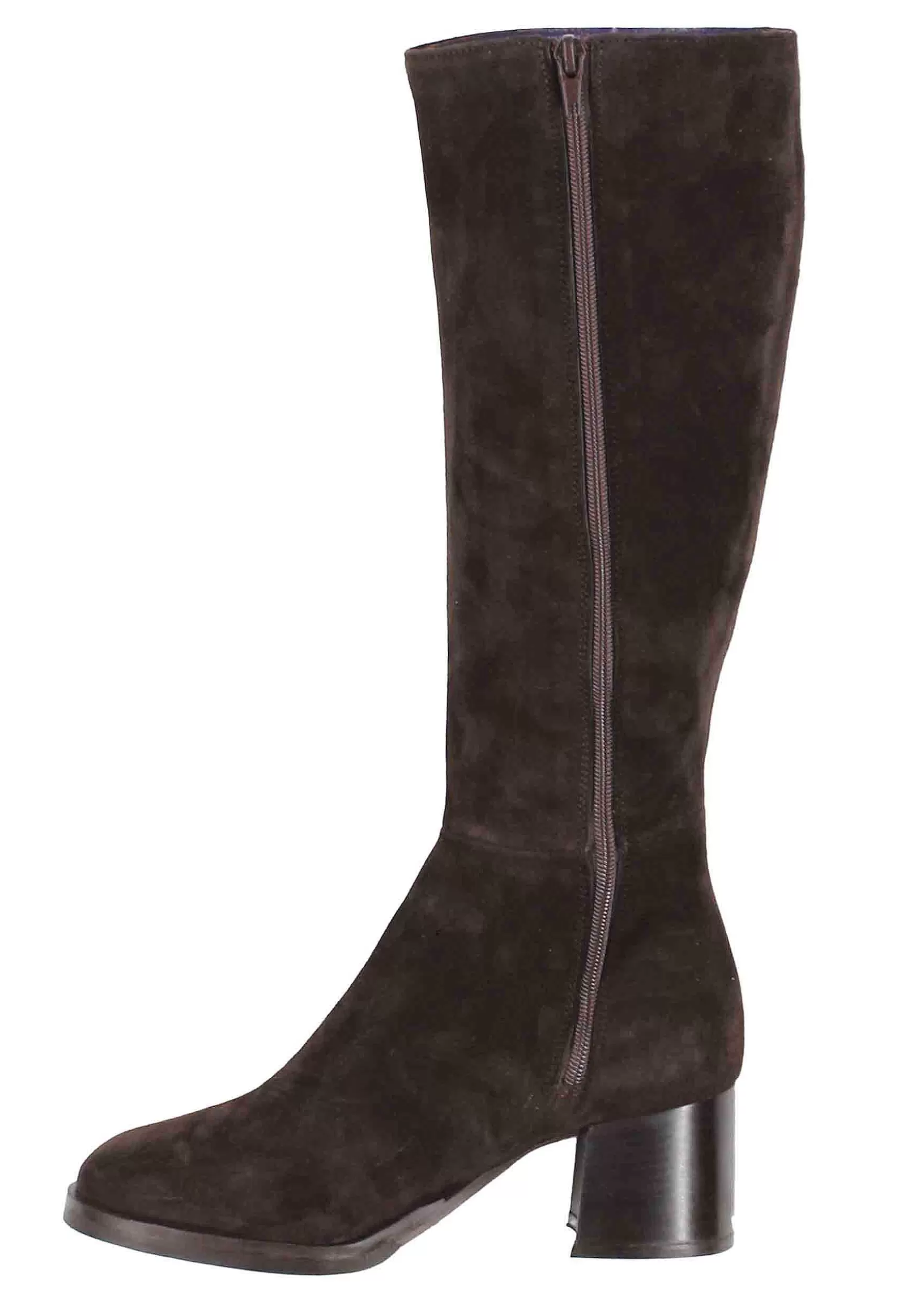 Stivai Donna In Camoscio Testa Di Moro Con Tacco Basso*L New