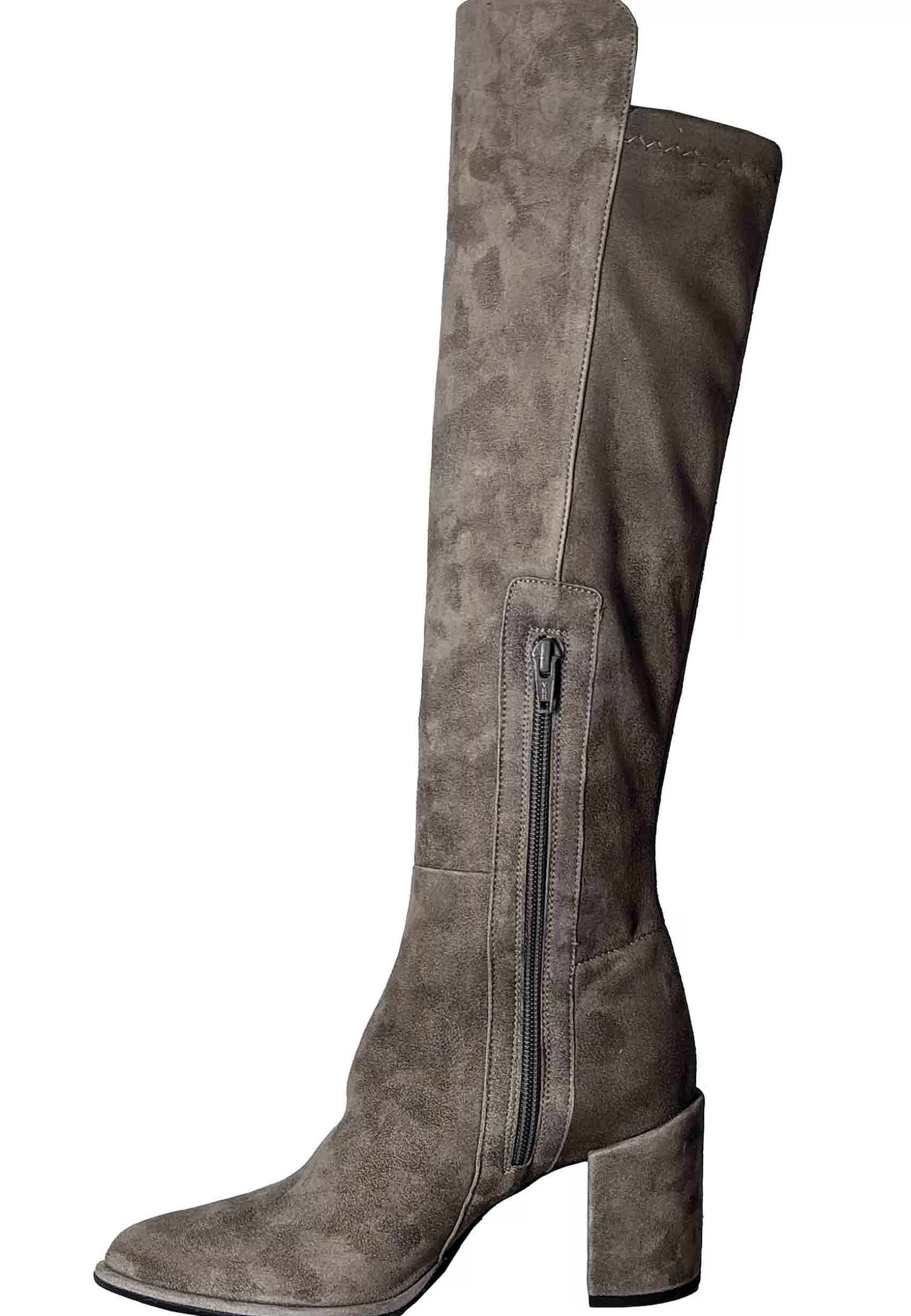 Stivali Donna In Pelle E Tessuto Taupe Con Tacco Alto** Online