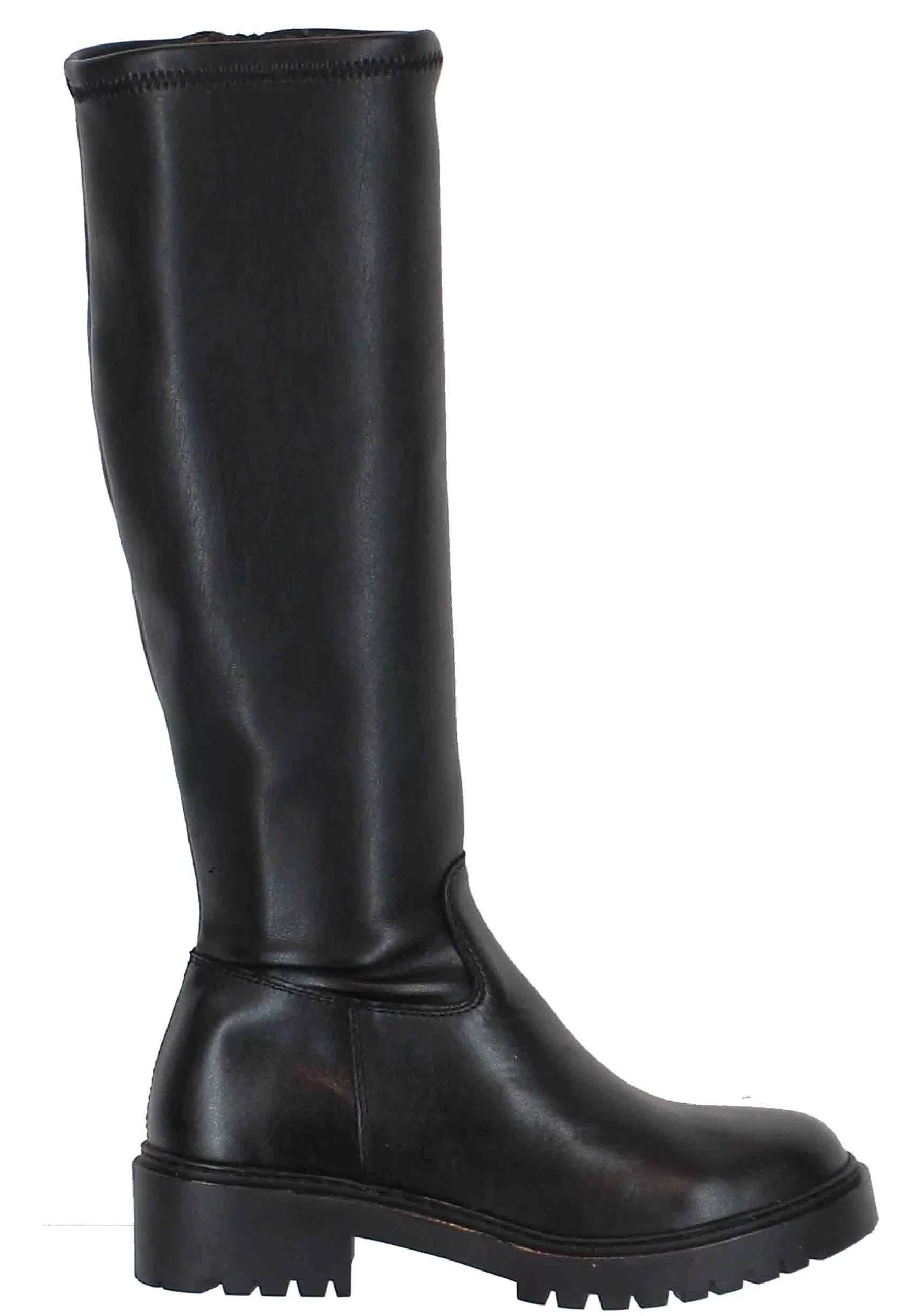 Stivali Donna In Pelle Nera Con Suola Carrarmato E Punta Tonda*Unisa Shop