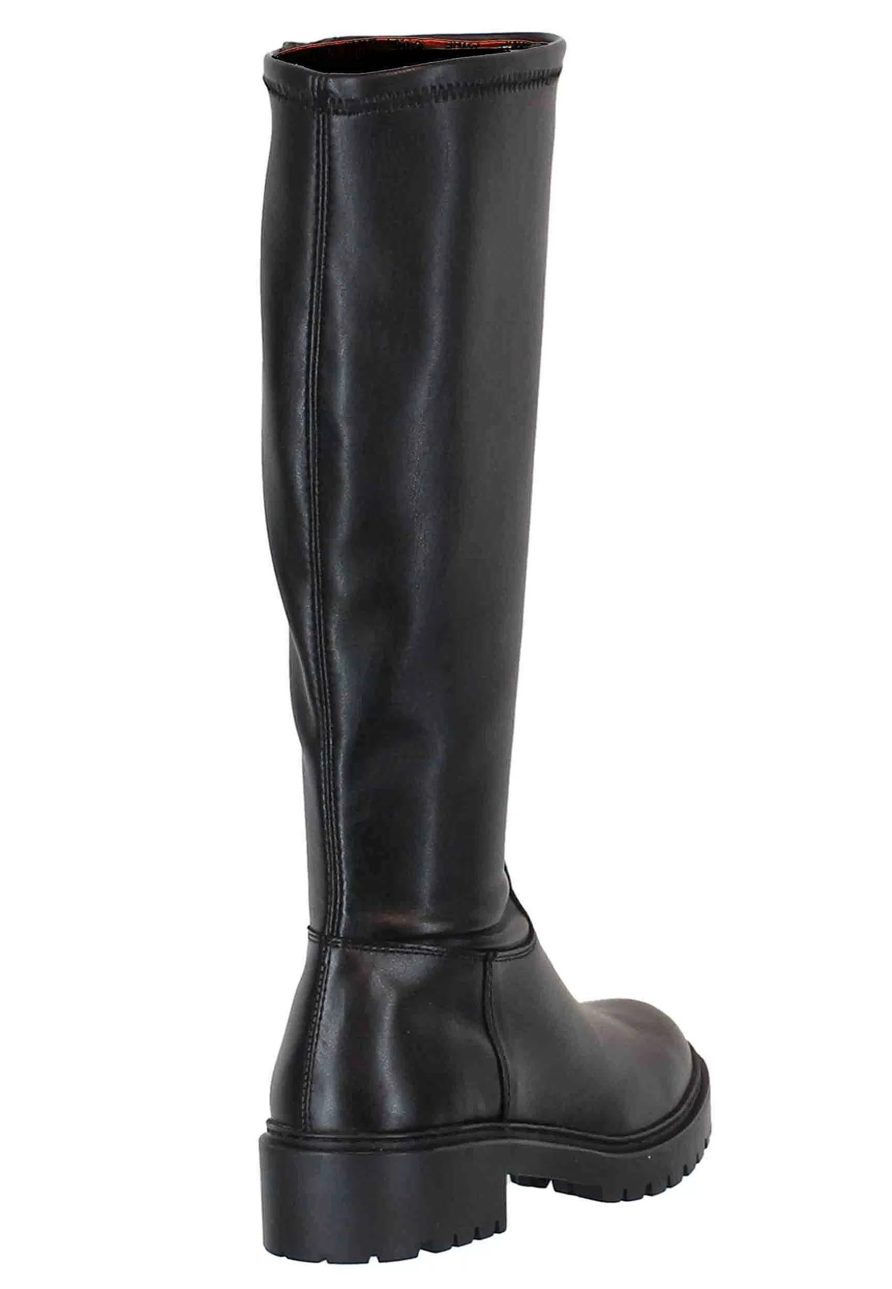Stivali Donna In Pelle Nera Con Suola Carrarmato E Punta Tonda*Unisa Shop