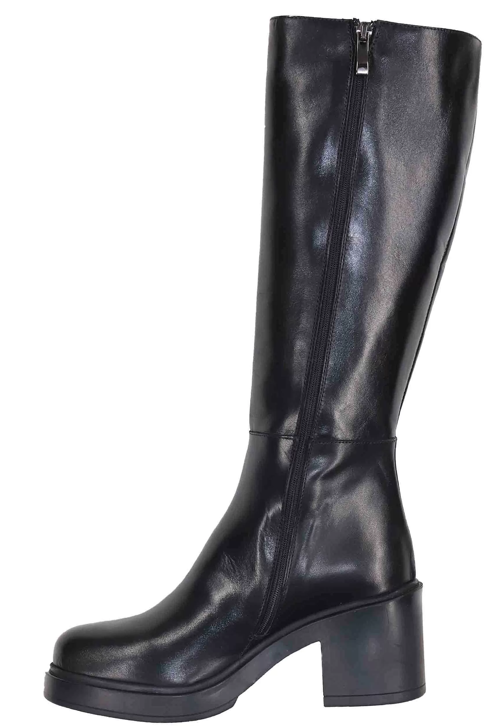 Stivali Donna In Pelle Nera Con Suola In Gomma E Tacco Alto*Tattoo New