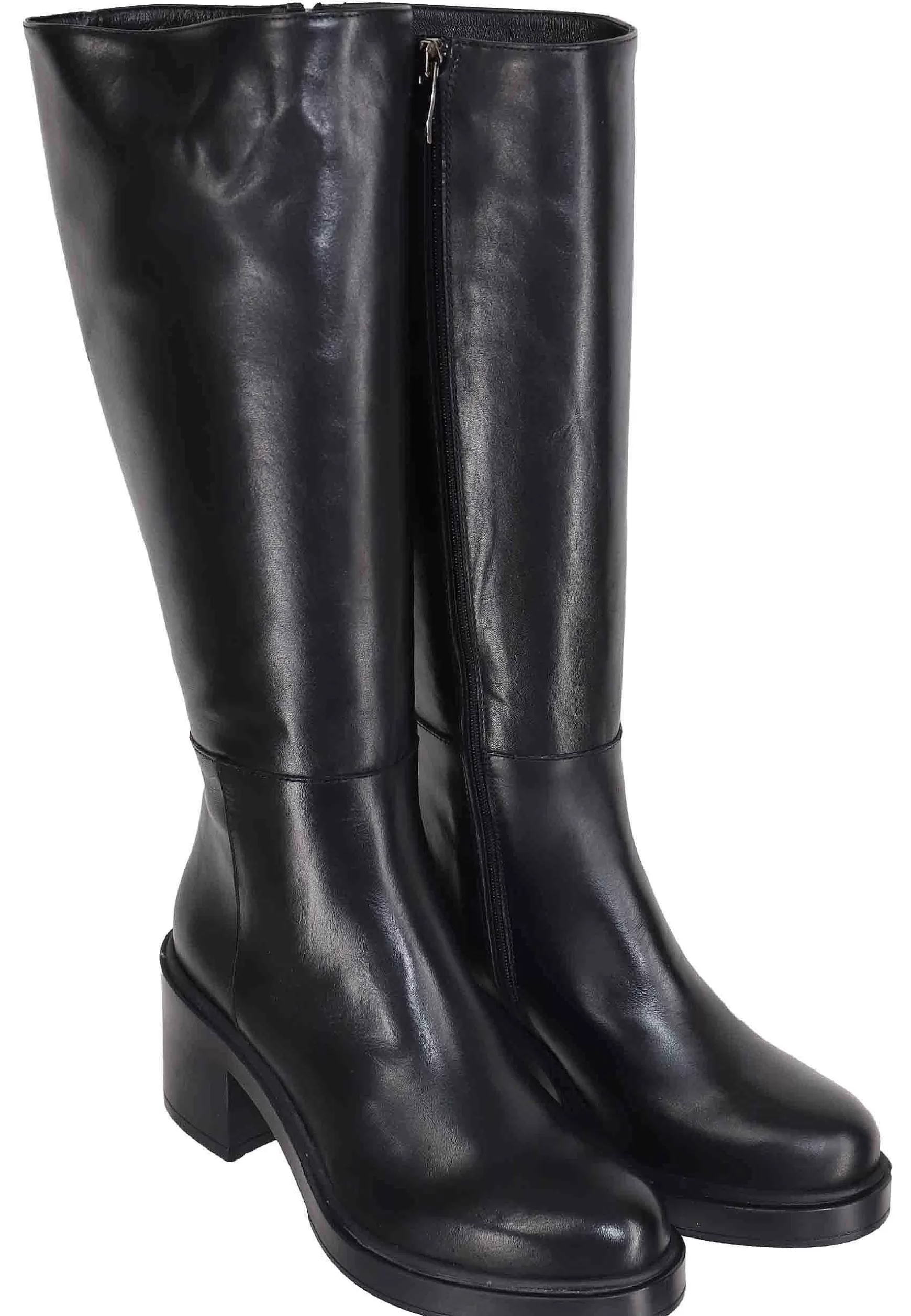 Stivali Donna In Pelle Nera Con Suola In Gomma E Tacco Alto*Tattoo New