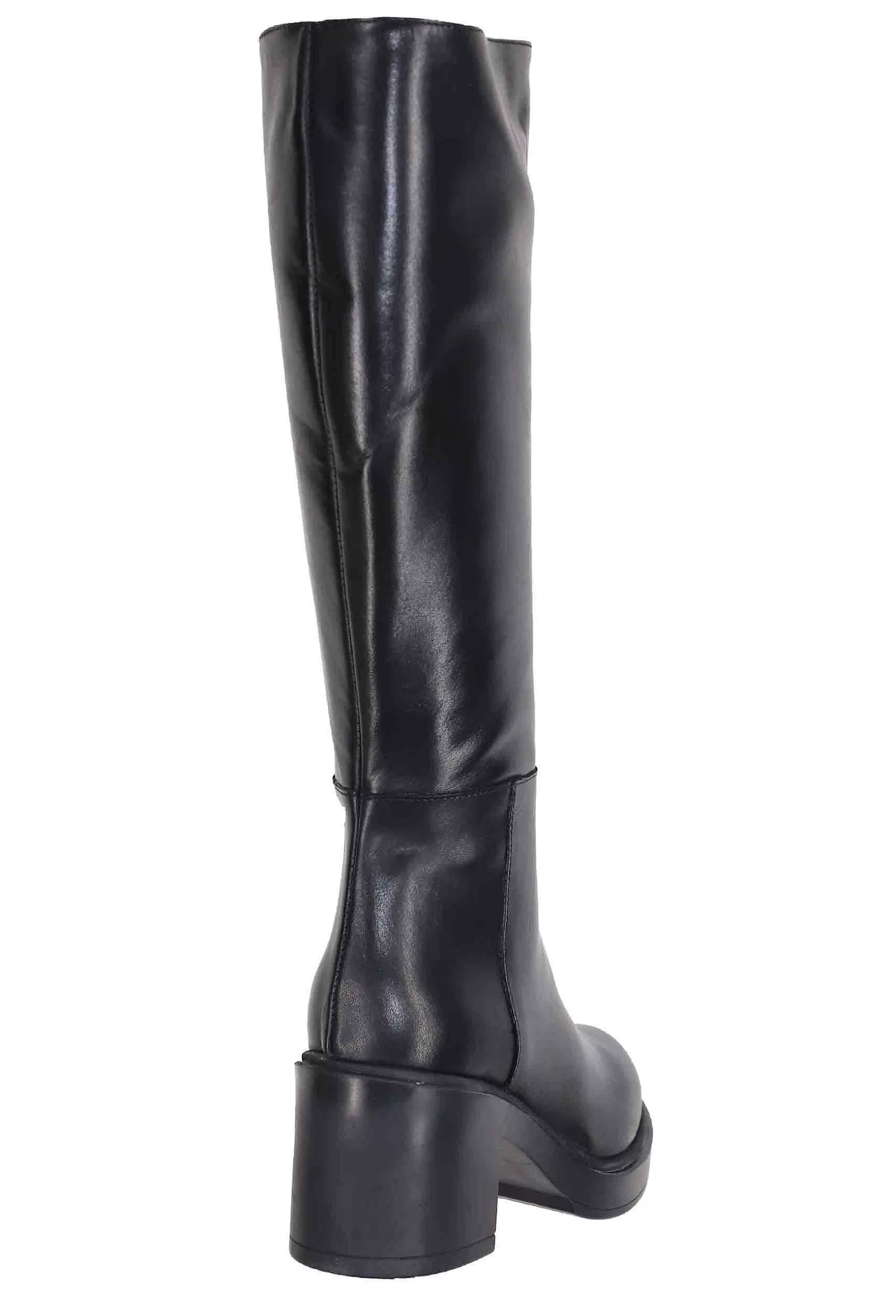 Stivali Donna In Pelle Nera Con Suola In Gomma E Tacco Alto*Tattoo New