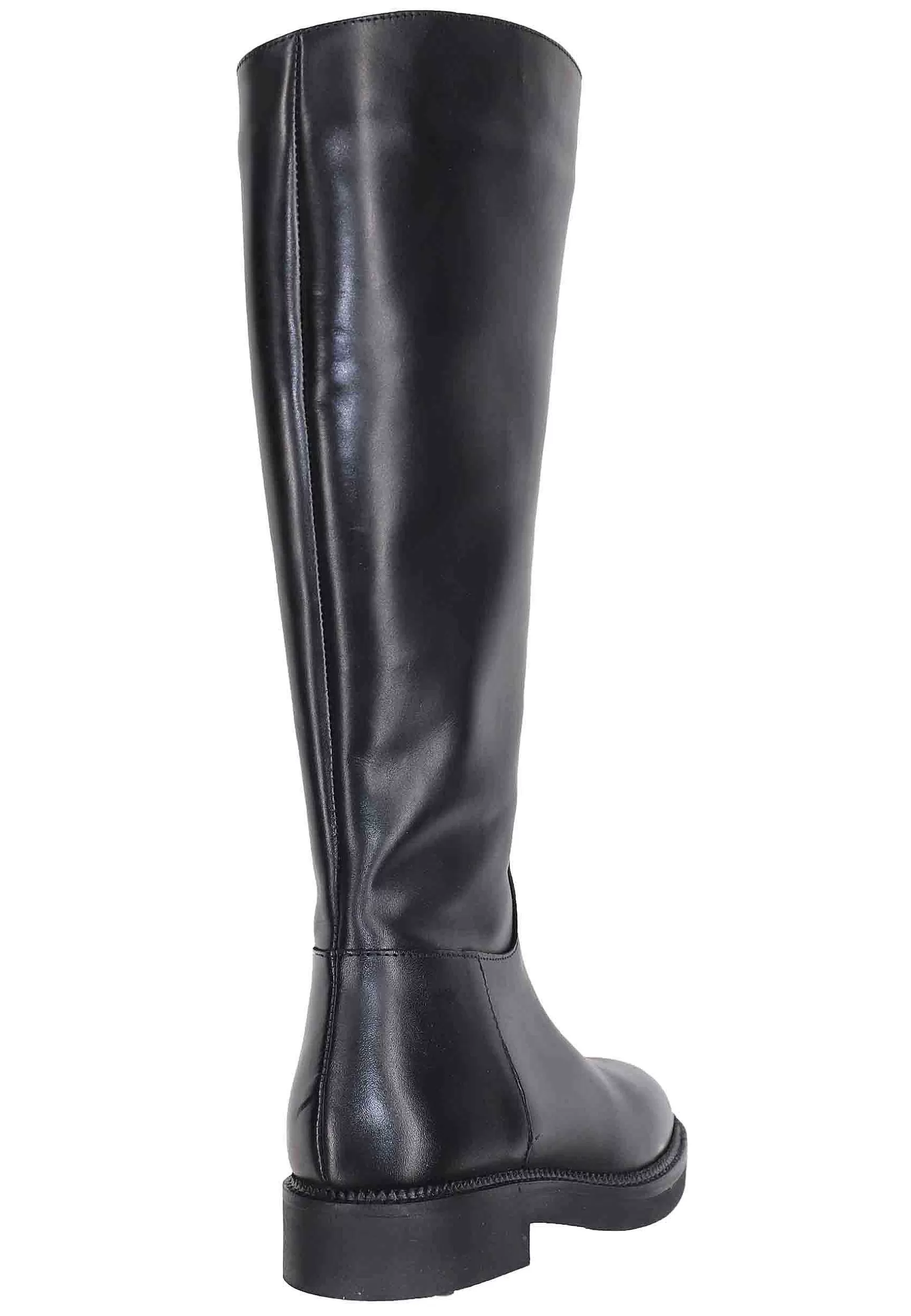 Stivali Donna In Pelle Nera Con Tacco Basso E Punta Tonda** Best