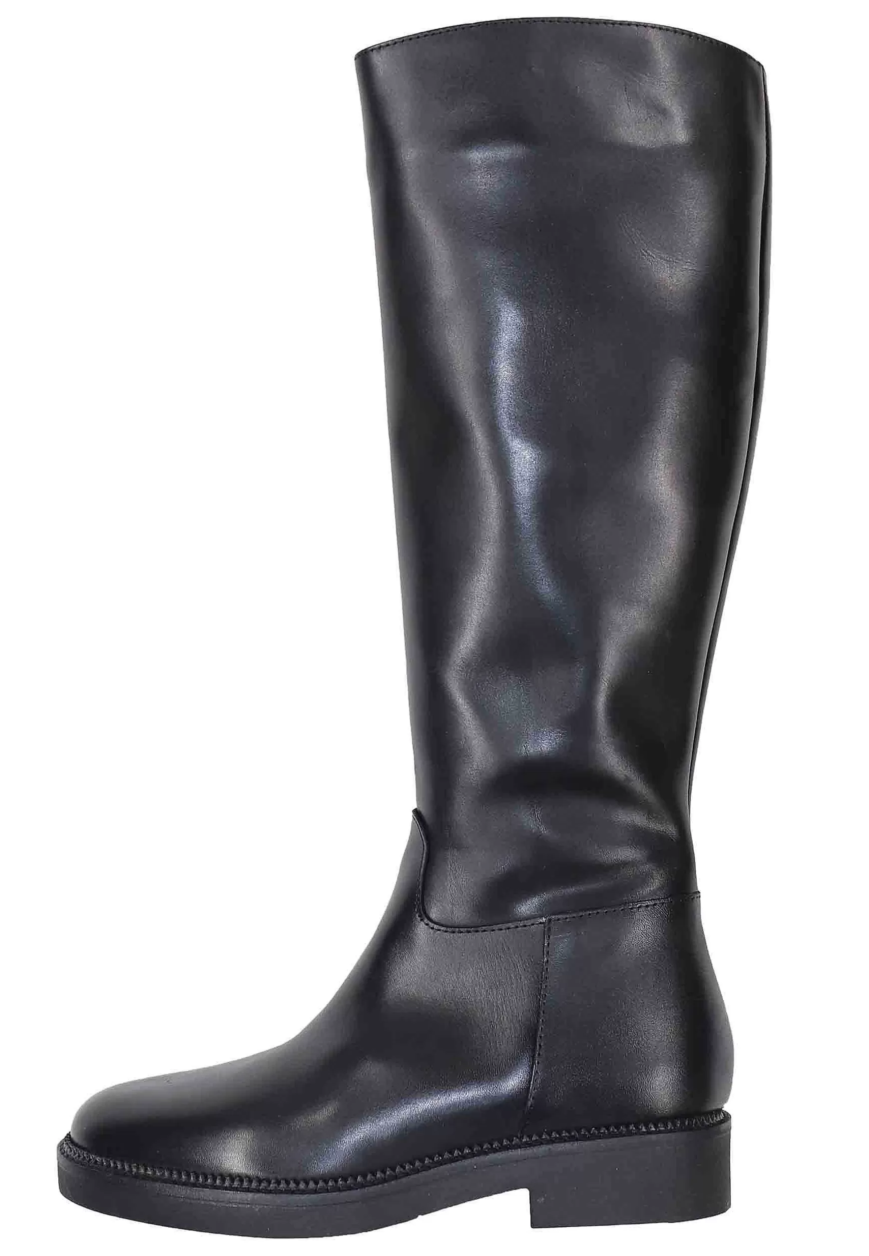 Stivali Donna In Pelle Nera Con Tacco Basso E Punta Tonda** Best
