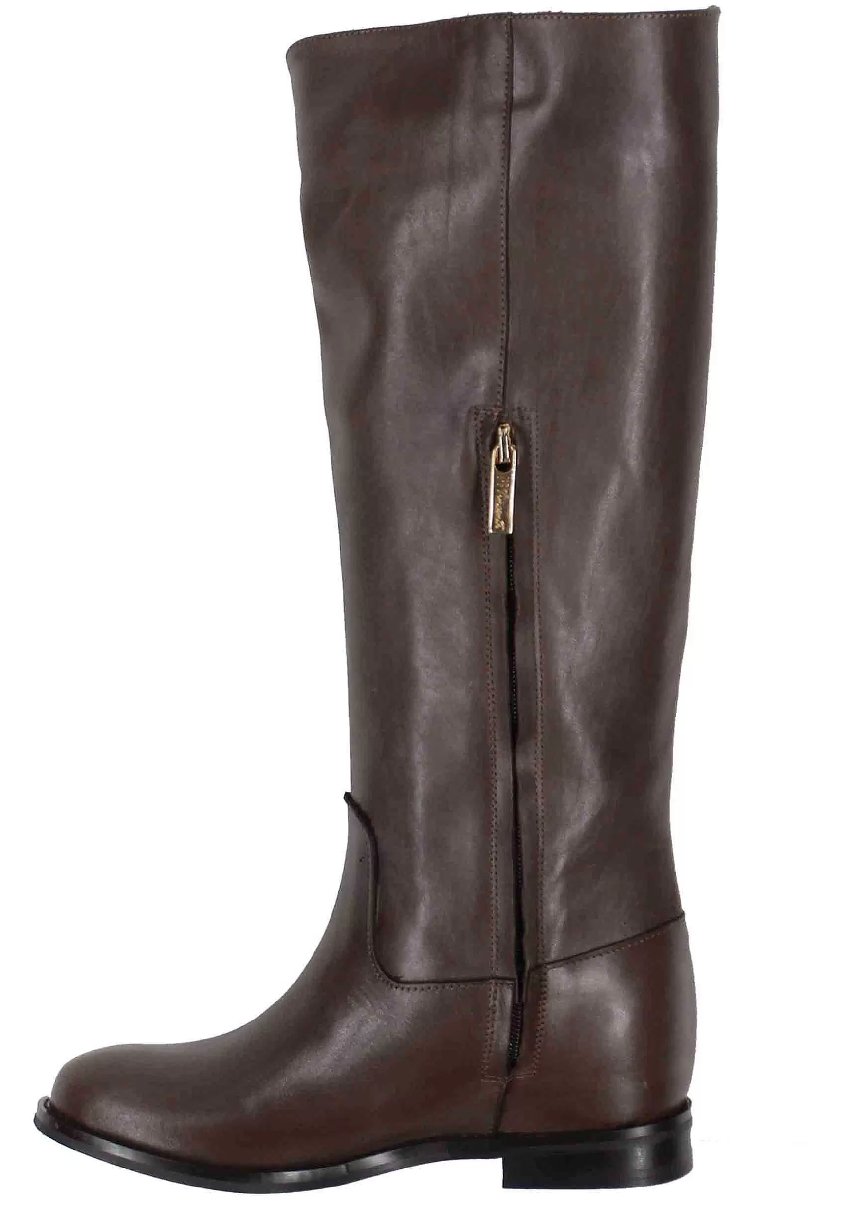 Stivali Donna In Pelle Testa Di Moro Con Catena Oro*Pierfrancesco Vincenti Best Sale