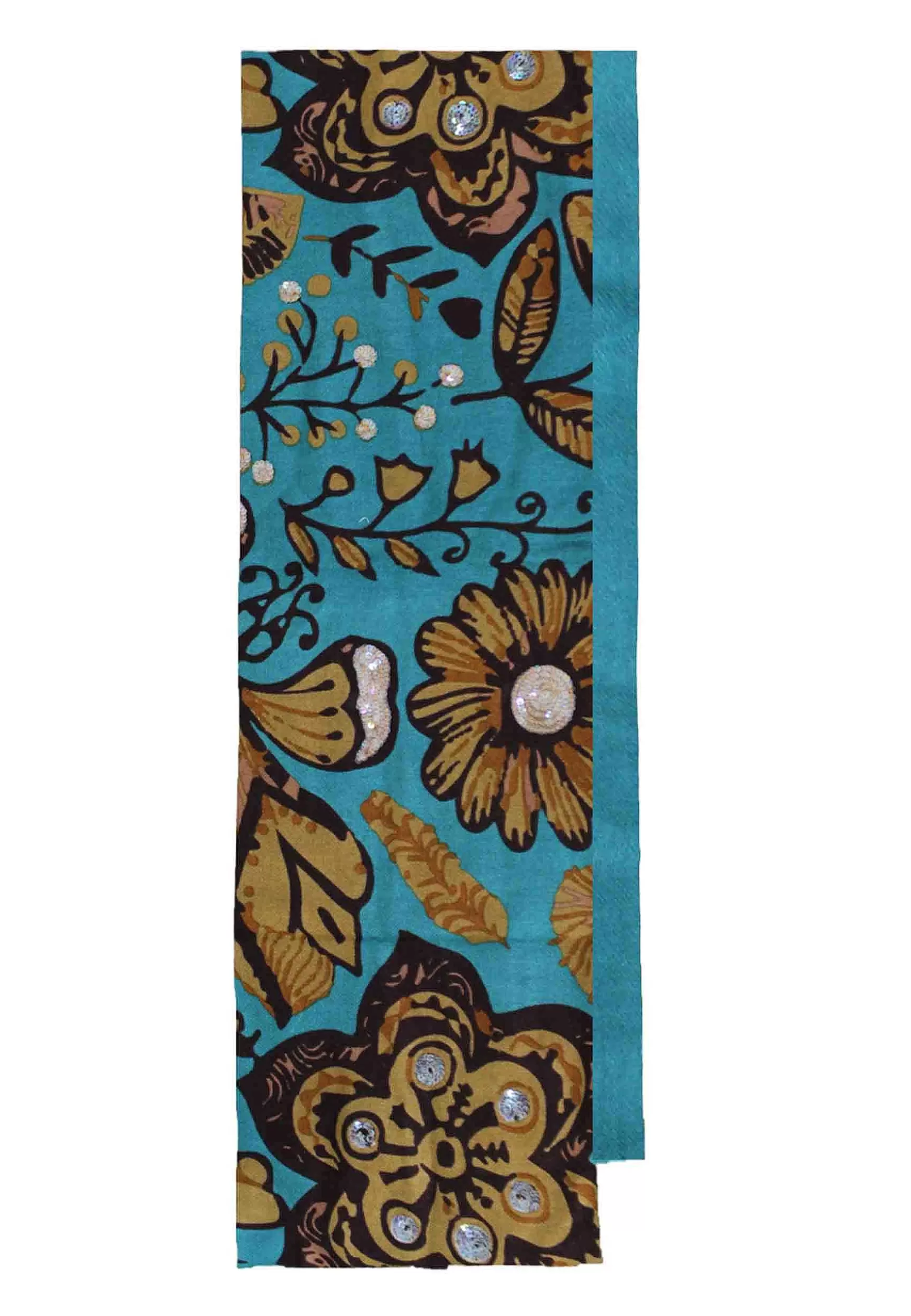 Stola In Pura Lana Azzurra A Fantasia Con Fiori*Pyaar Cheap