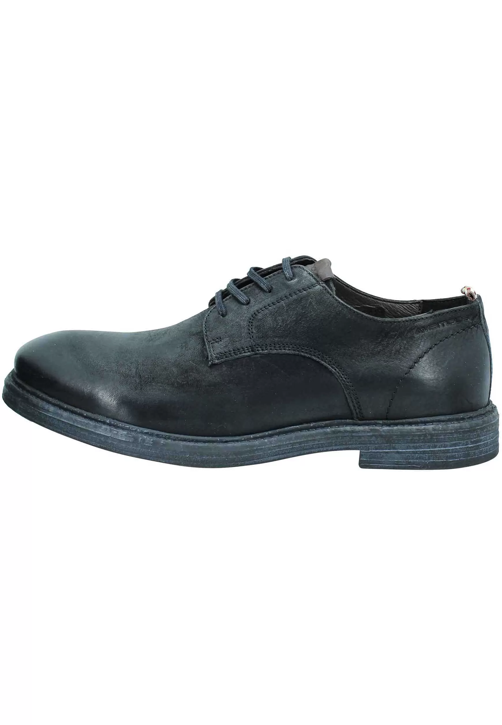 Stringata Uomo In Pelle Nera Suola In Gomma E Sottopiede Memory Foam*Ambitious Sale