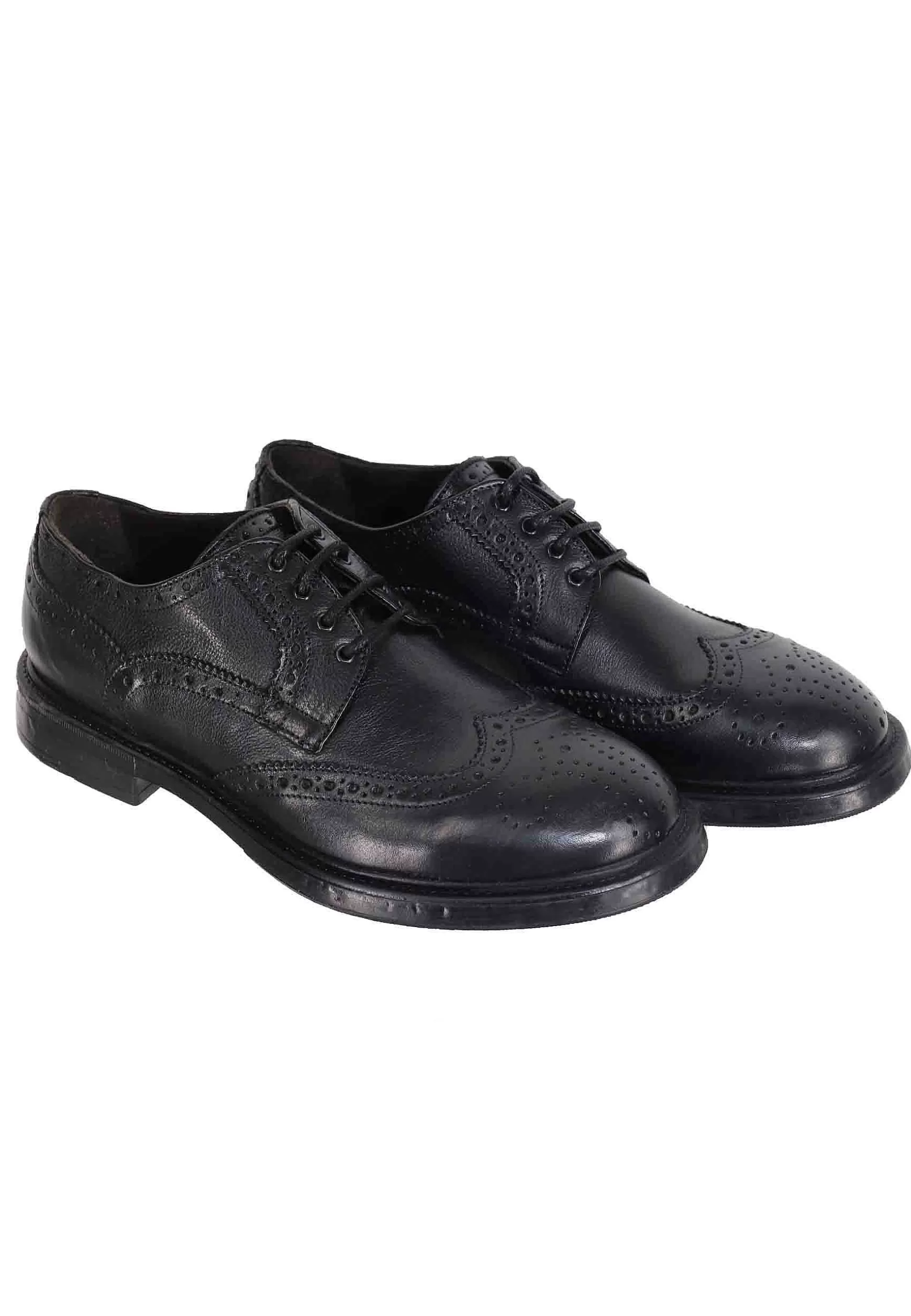 Stringate Da Uomo In Pelle Nera Con Impunture All'Inglese E Suola In Gomma** Best Sale