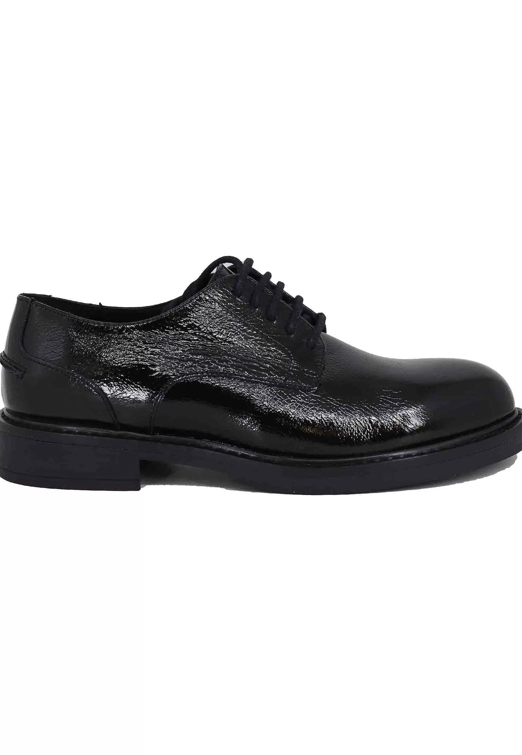 Stringate Donna In Pelle Naplack Nero Con Suola In Gomma E Tacco Basso*Bruno Premi Store