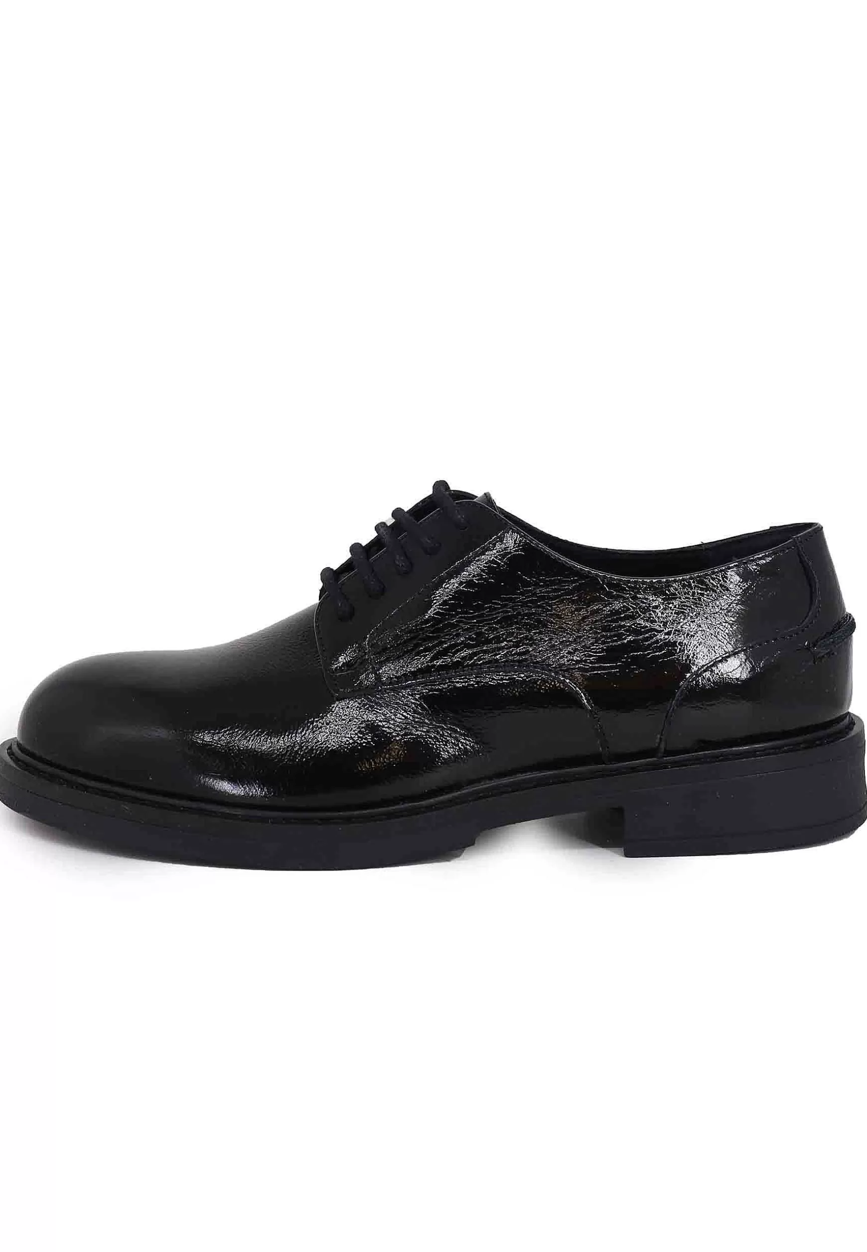 Stringate Donna In Pelle Naplack Nero Con Suola In Gomma E Tacco Basso*Bruno Premi Store