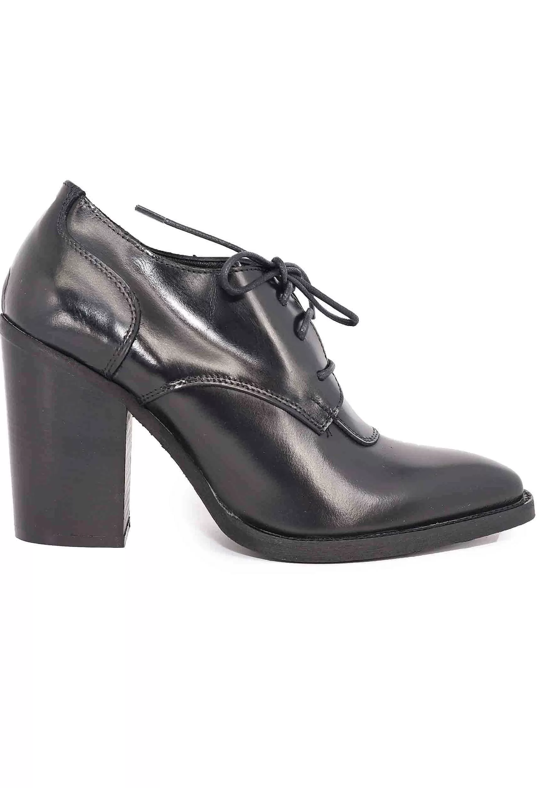 Stringate Donna In Pelle Nera Con Tacco Alto E Punta A Punta** New